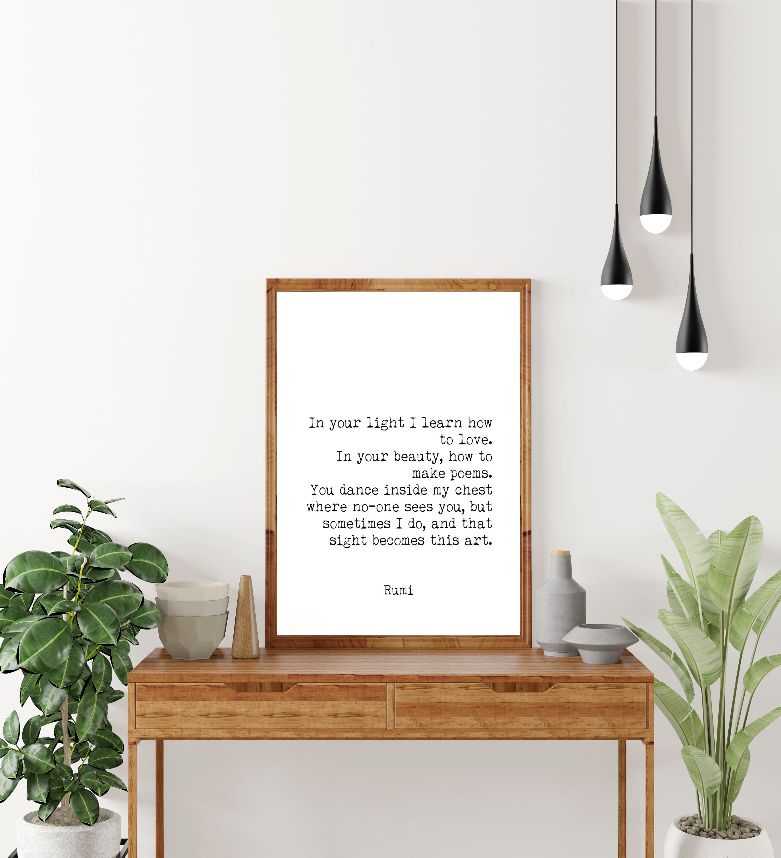 Rumi Love Quote Print | Romantic Poetry Wall Art | Minimalist Typewriter Style Home Decor