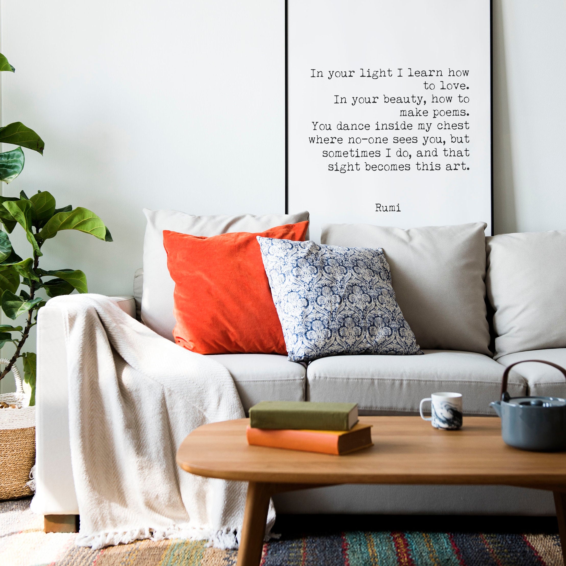 Rumi Quote Print – Inspirational Typewriter Style Wall Art