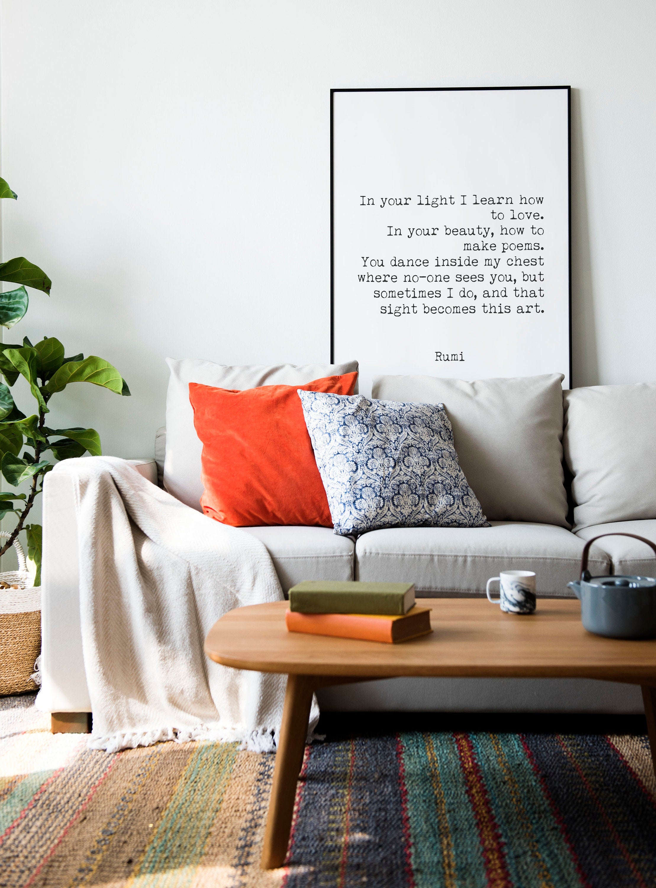 Rumi Quote Print – Inspirational Typewriter Style Wall Art