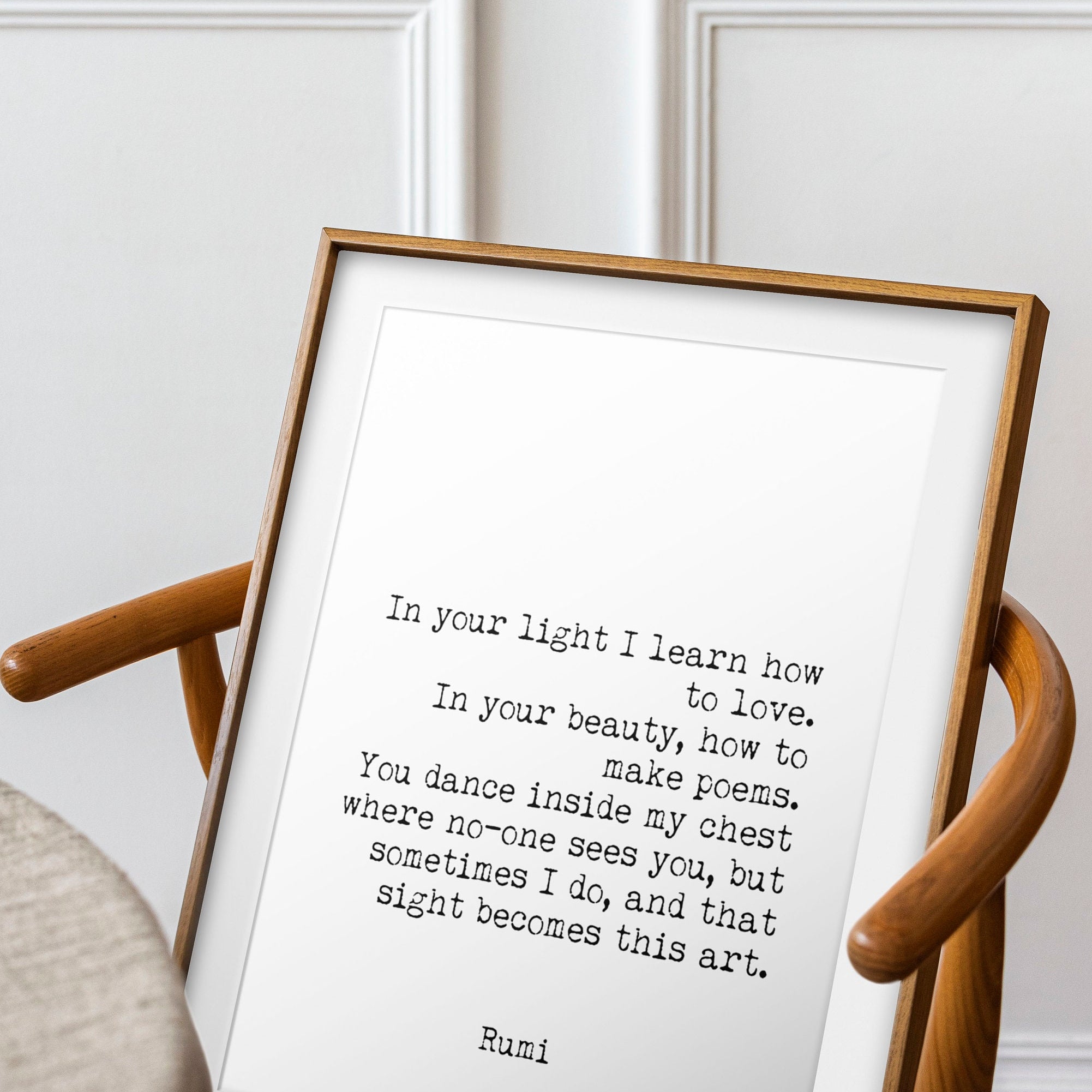 Rumi Love Quote Print | Romantic Poetry Wall Art | Minimalist Typewriter Style Home Decor