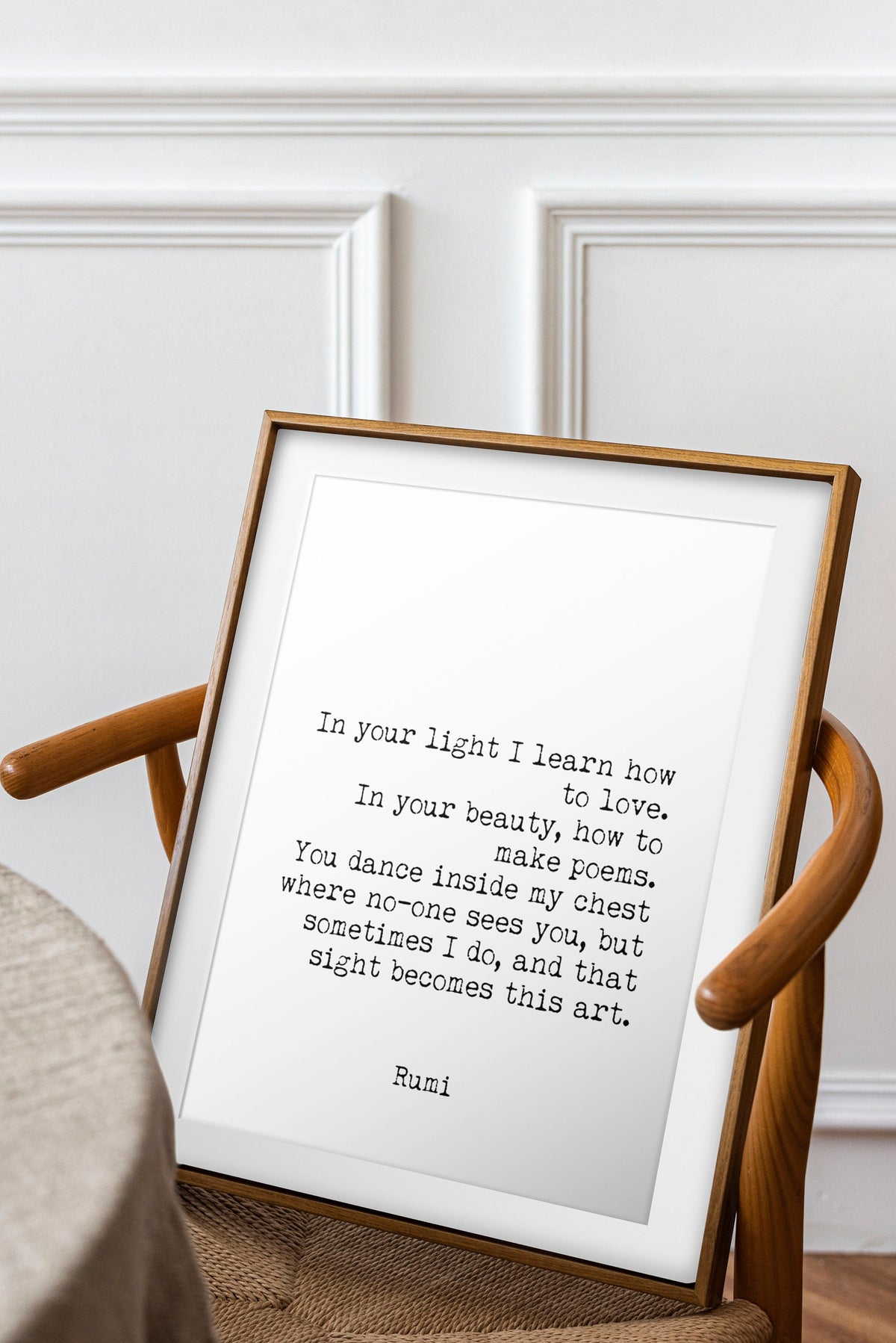 Rumi Love Quote Print | Romantic Poetry Wall Art | Minimalist Typewriter Style Home Decor