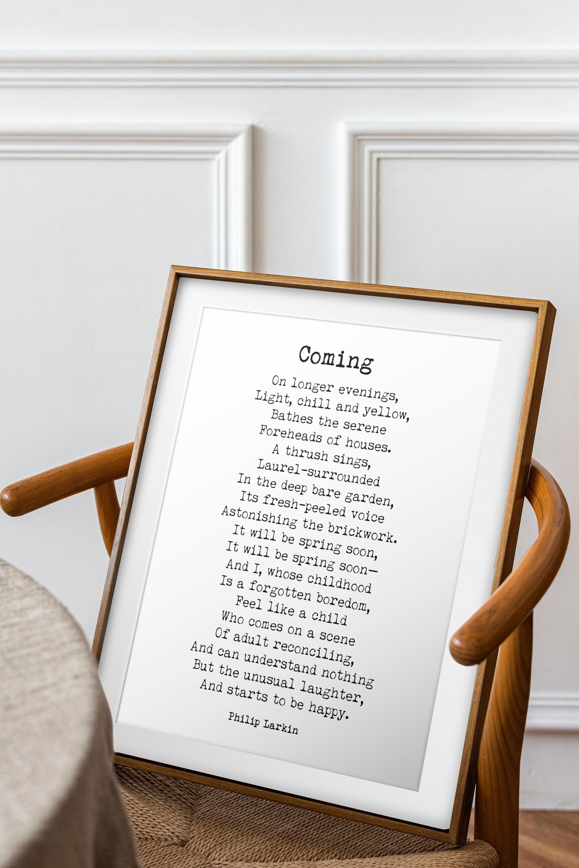 Phillip Larkin Inspirational Print, Coming Poem