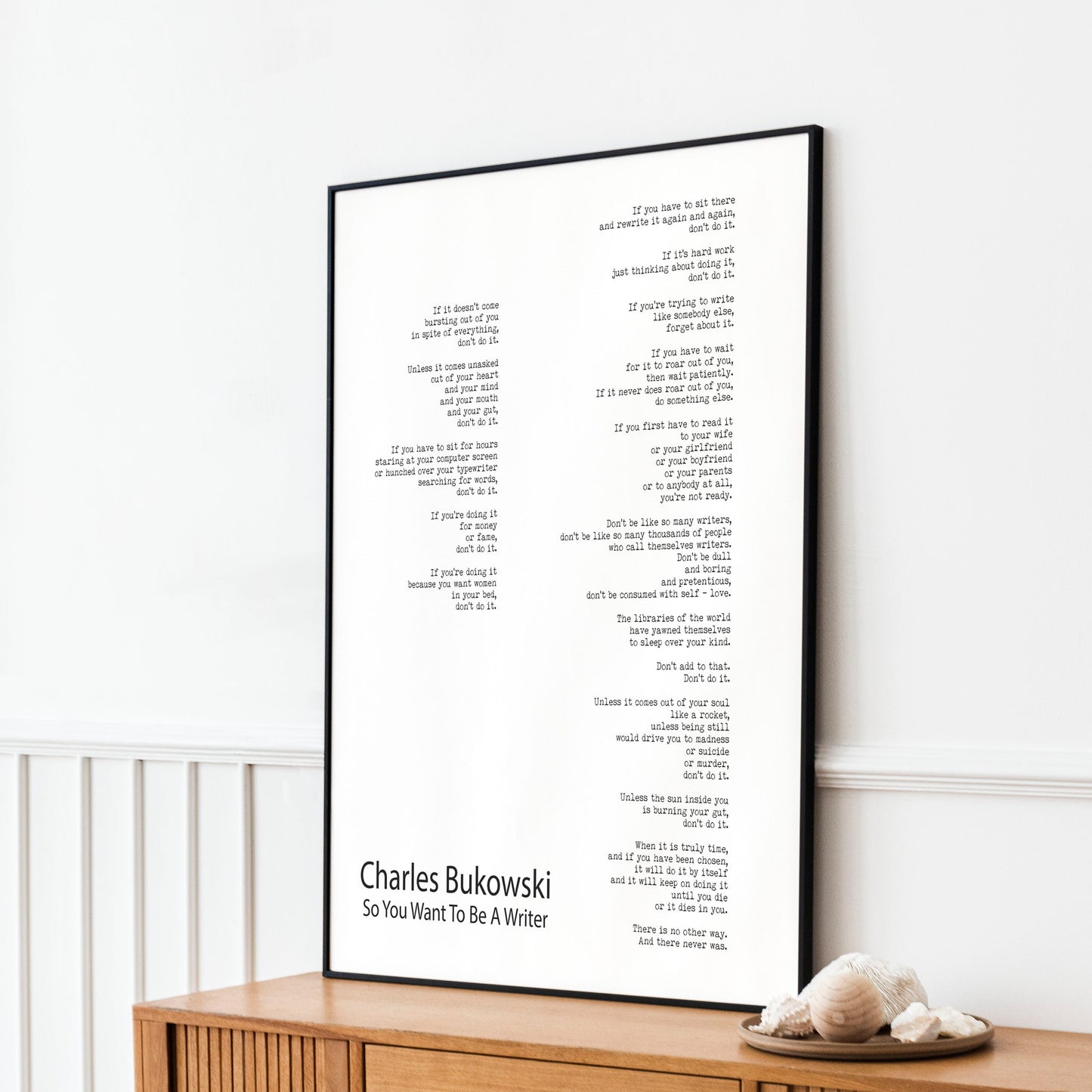 Charles Bukowski Poetry Wall Art "So You Want To Be A Writer" Literary Decor Print