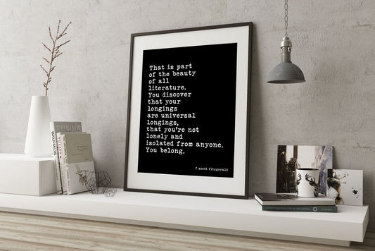Literature Quote Print, F. Scott Fitzgerald Literary Wall Art