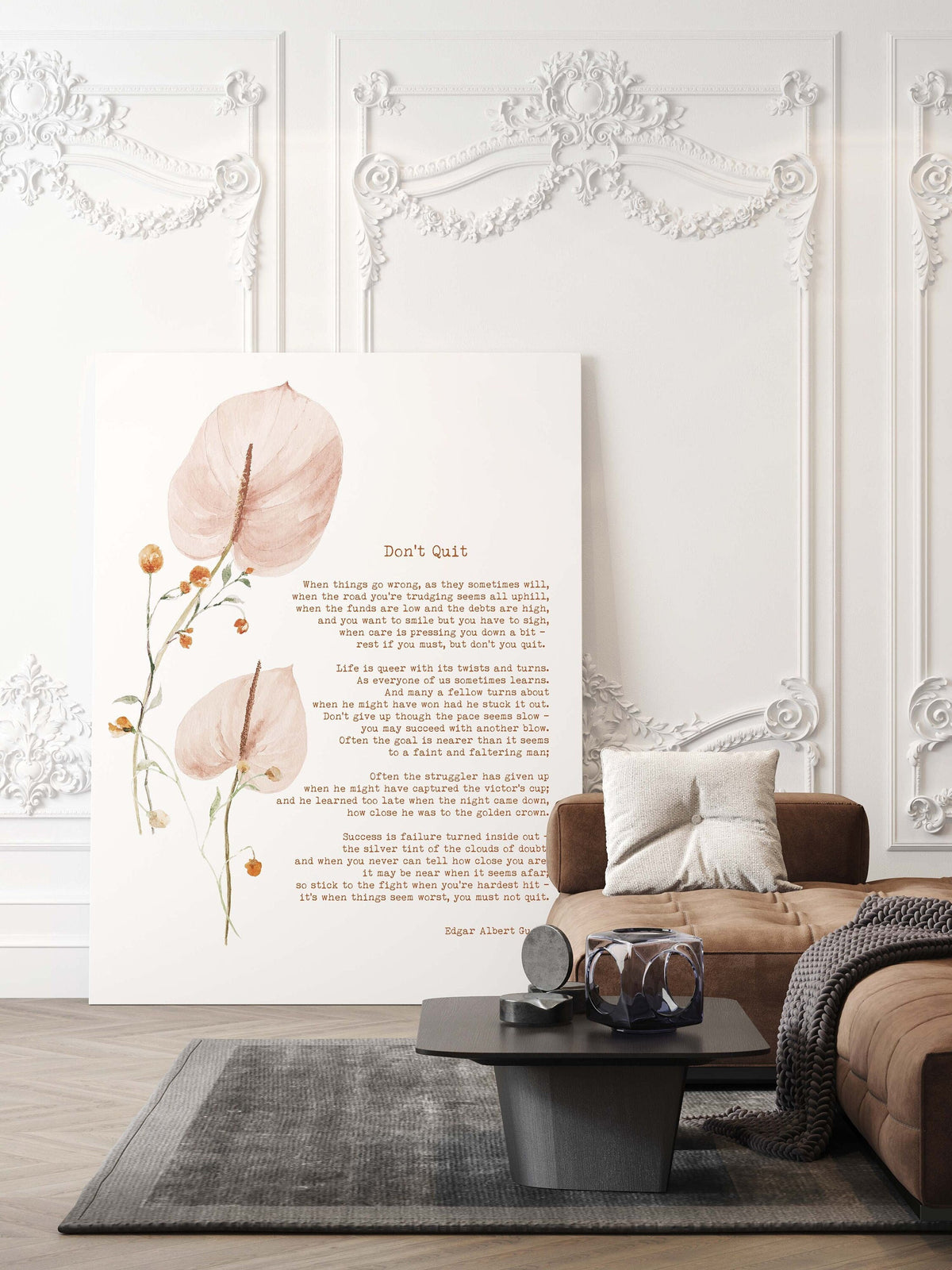 Don’t Quit Poetry Wall Decor, Edgar Albert Guest Encouragement Art