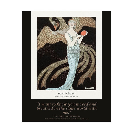Moved And Breathed In The Same World F Scott Fitzgerald Quote Romantic Art, Fine Art Prints - Art Deco French Fashion Illustration 1920s