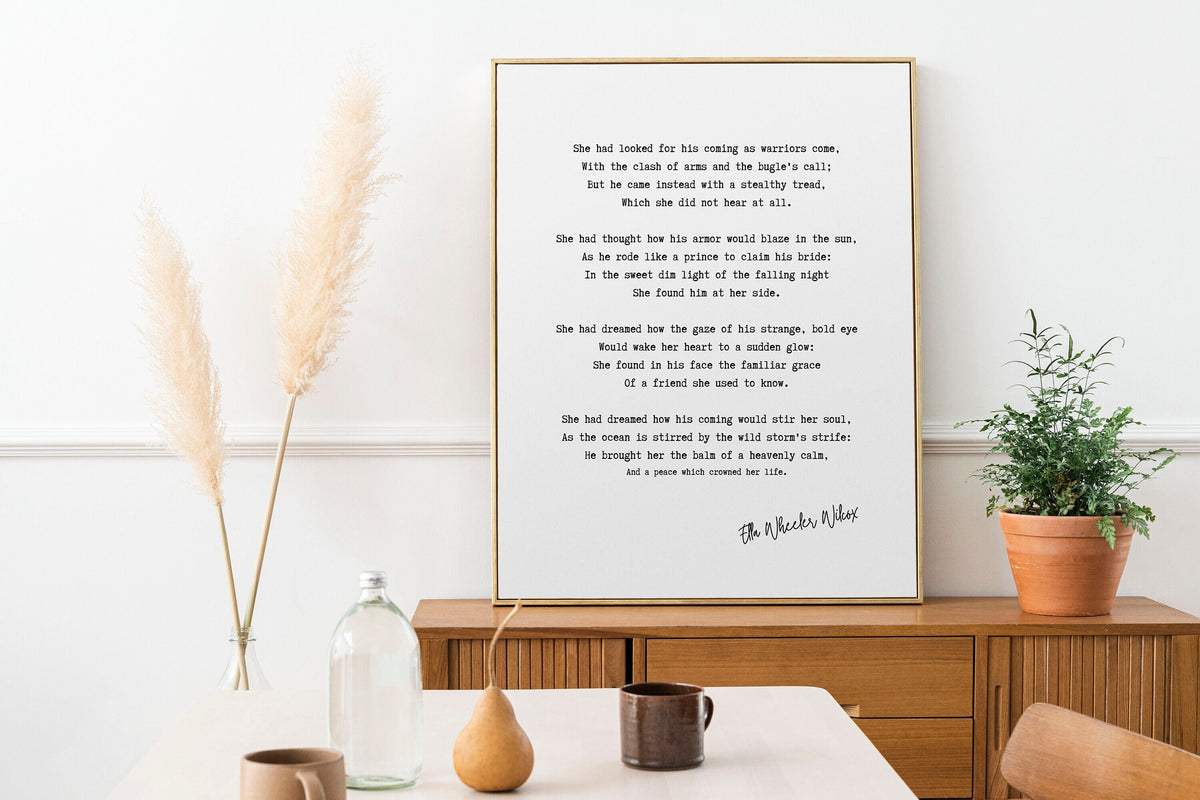 Ella Wheeler Wilcox Loves Coming Poem Print Romantic Poetry Wall Art Typewriter Style Vintage Poem Print Black White Quote For Book Lovers