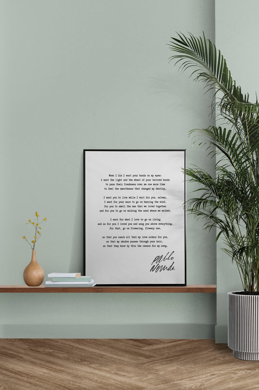 Pablo Neruda Love Poem Art Print Minimalist Literary Wall Art