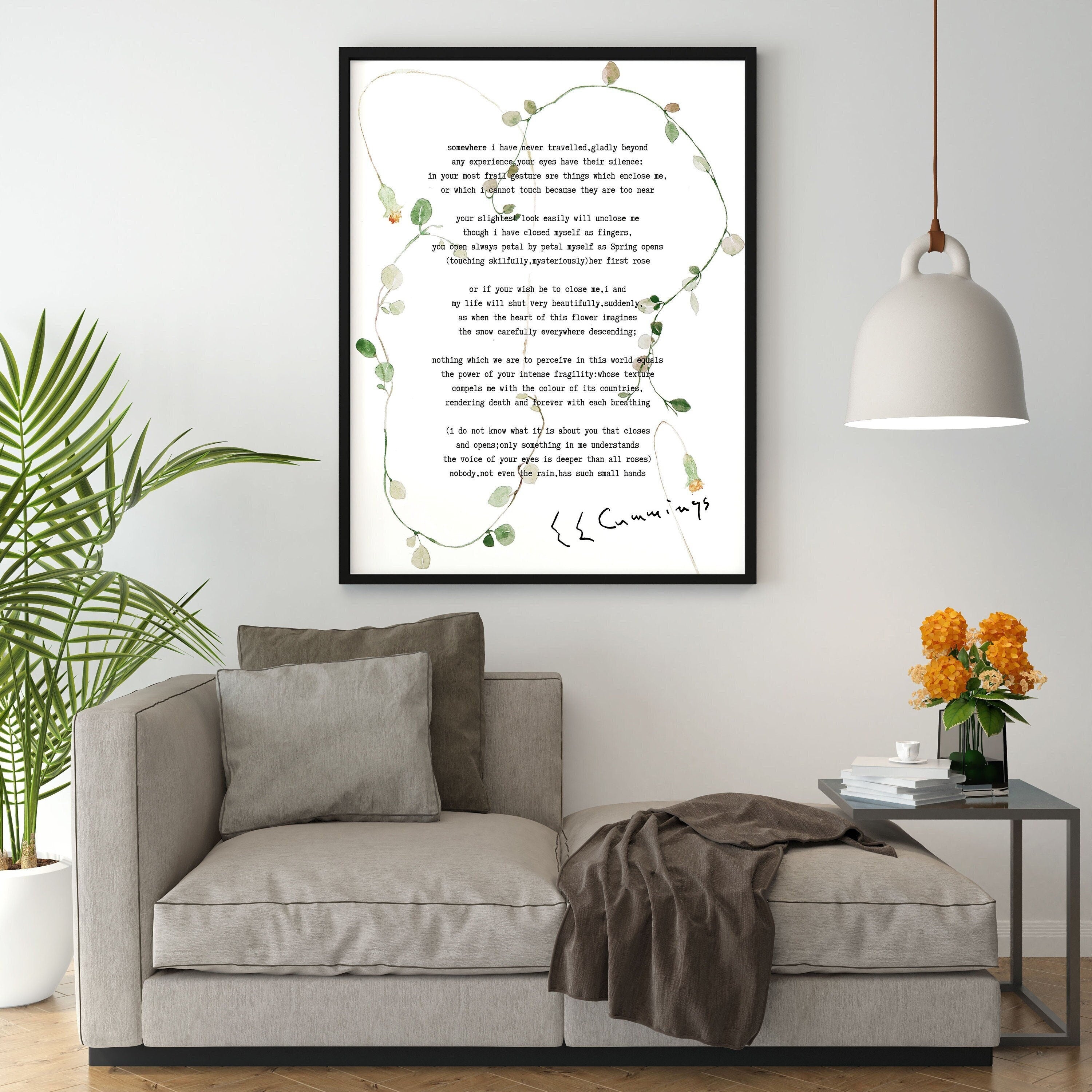 E.E. Cummings Love Poem Print – Somewhere I Have Never Travelled
