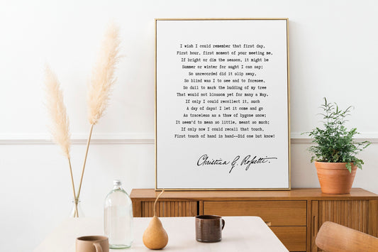 Christina Rossetti Poem Print – "I Wish I Could Remember" – Literary Wall Art – Romantic Poetry Quote – Victorian Style Decor, Black & White