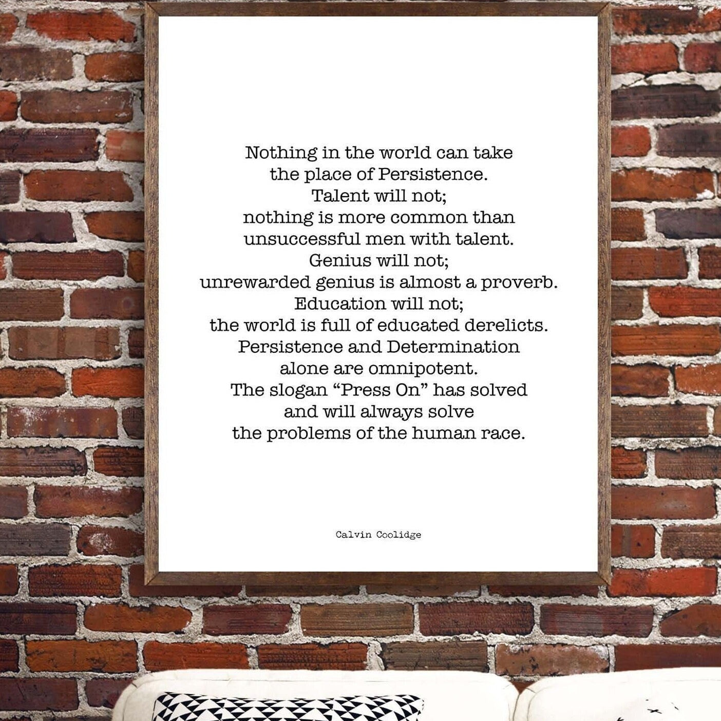 Calvin Coolidge Presidential Quote Print, Persistence Inspirational Home or Office Art