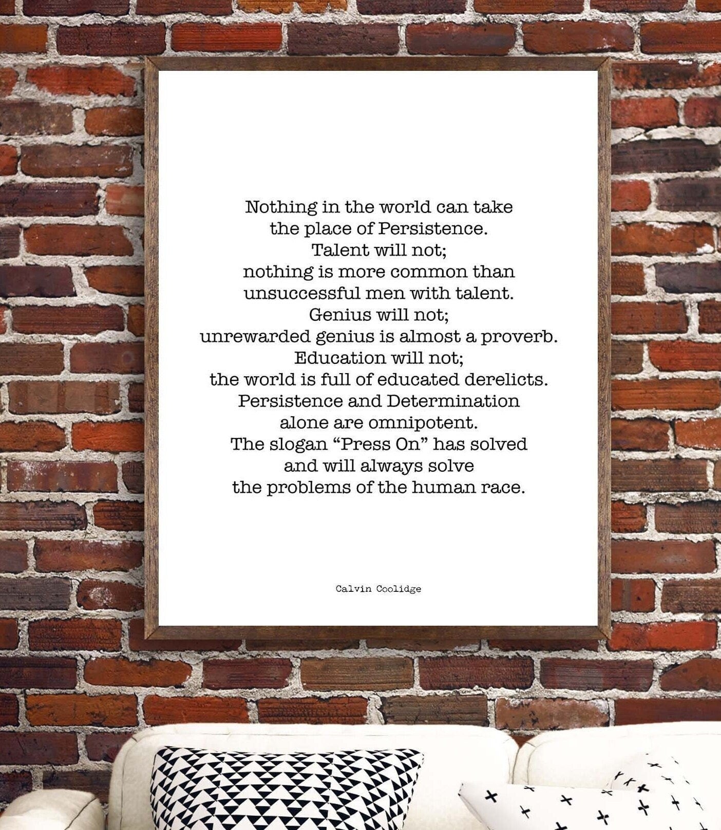 Calvin Coolidge Presidential Quote Print, Persistence Inspirational Home or Office Art