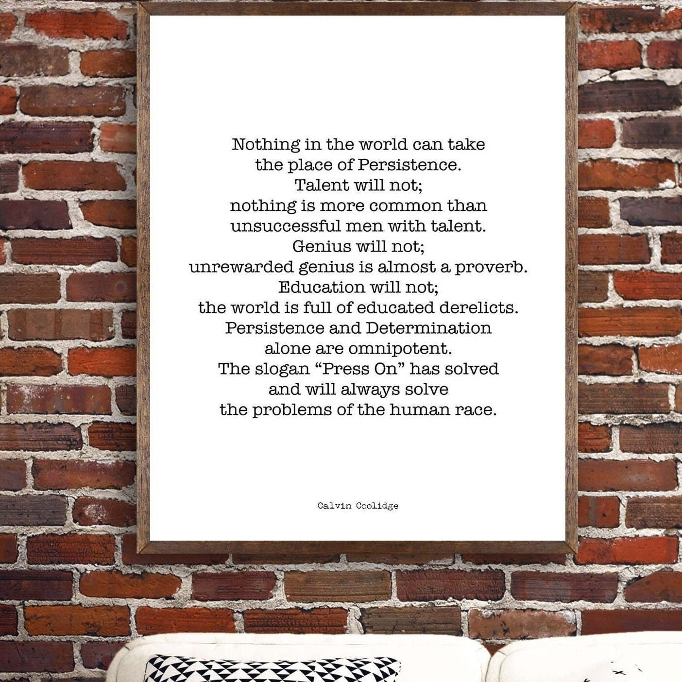 Calvin Coolidge Presidential Quote Print, Persistence Inspirational Home or Office Art