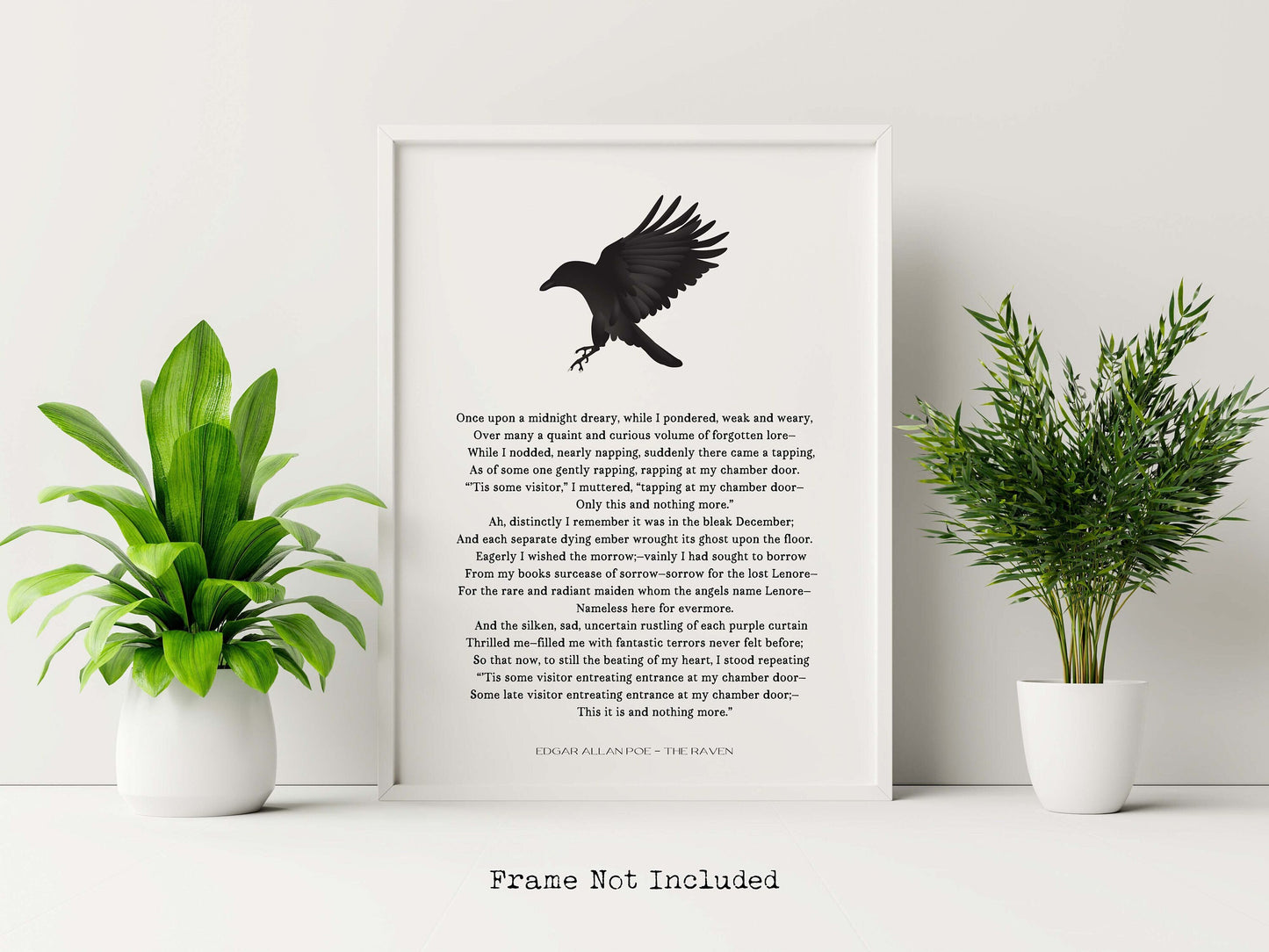 Edgar Allan Poe The Raven Poem Print Minimalist Literary Wall Art