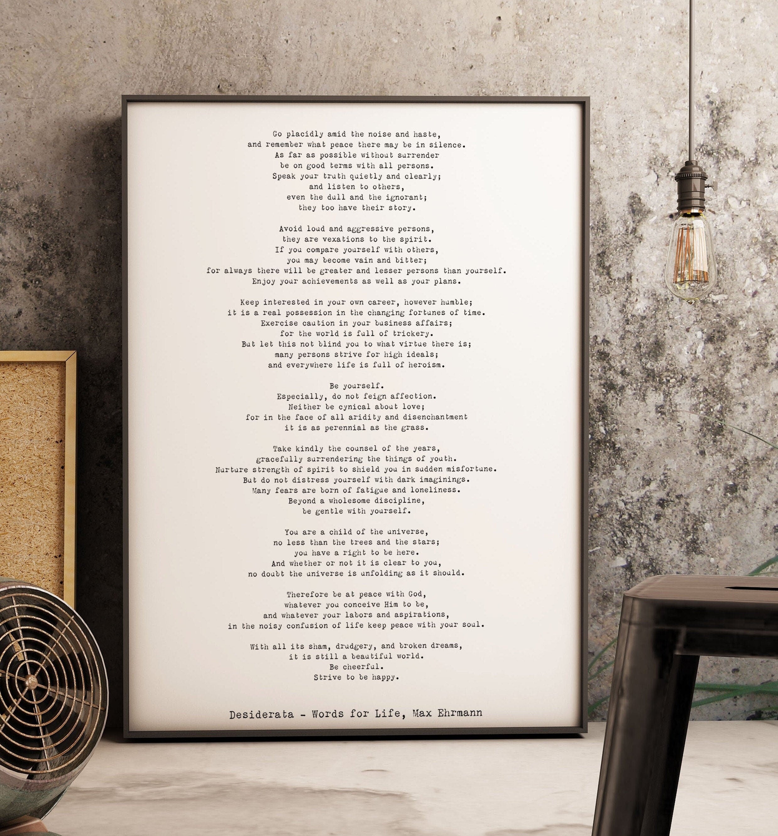 Desiderata Framed Art Print by Max Ehrmann