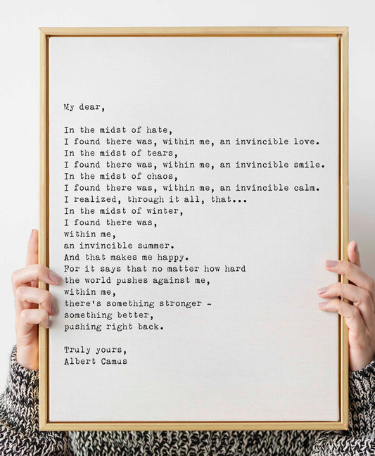 Albert Camus Depths of Winter Literature Quote Cultured Wall Decor Art Print