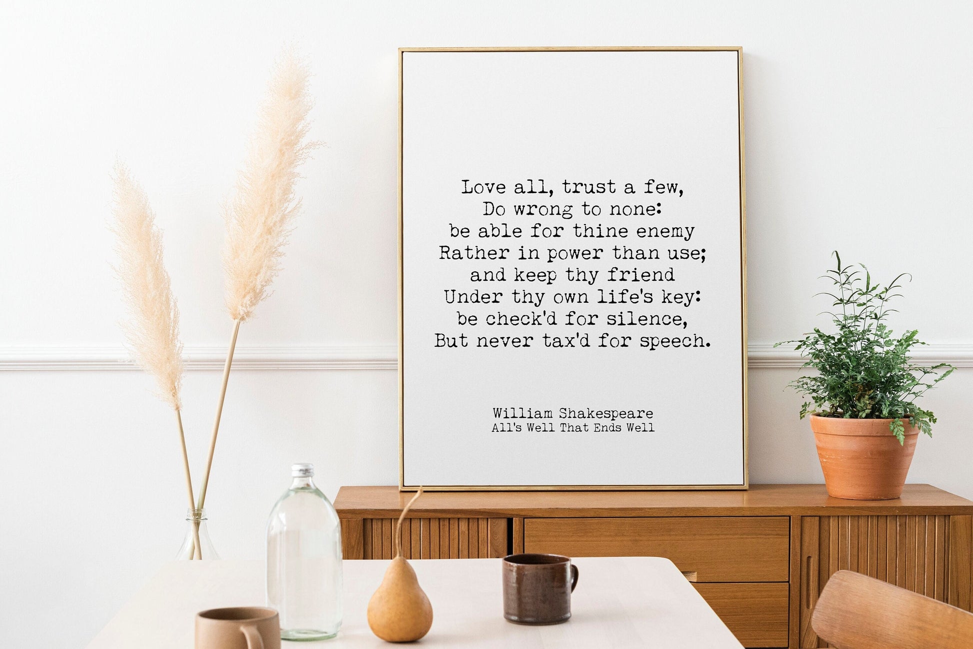 Shakespeare Quote From All's Well That Ends Well, Inspirational Gift Idea