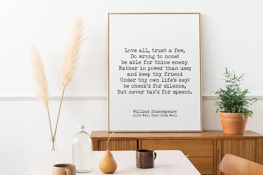 Shakespeare Quote From All's Well That Ends Well, Inspirational Gift Idea