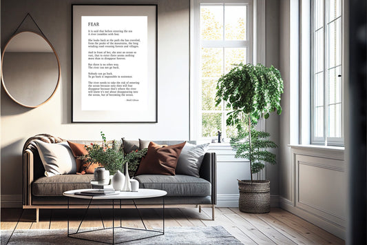 FEAR by KAHLIL GIBRAN Poem - Poetry Decor, Poem Print