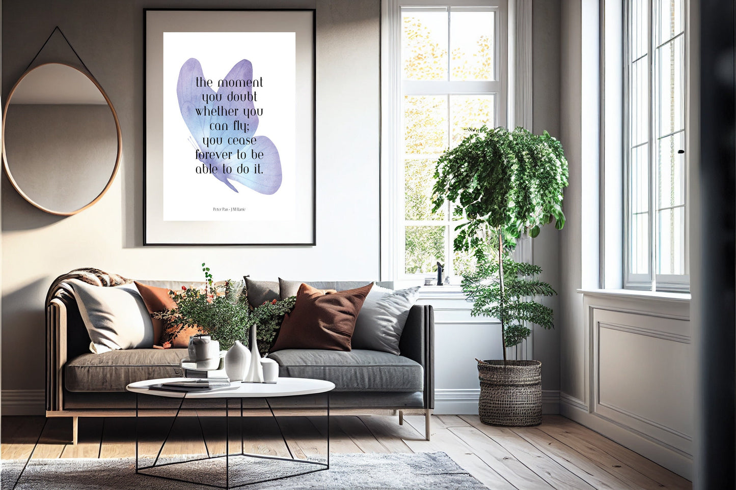 Peter Pan "Believe You Can Fly" Quote Print - Inspirational Literary Wall Art - Motivational Book Lover Gift