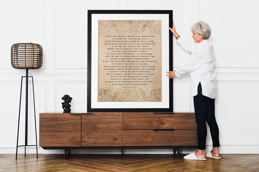 Vintage Tagore Love Poem Print – Eternal Romance Quote Wall Art, Aged Paper Literary Poster
