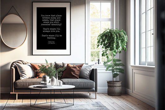 Peter Pan "Always Love You" Quote Print - J.M. Barrie Literary Art - Romantic Fairytale Wall Decor in Black and White or Vintage