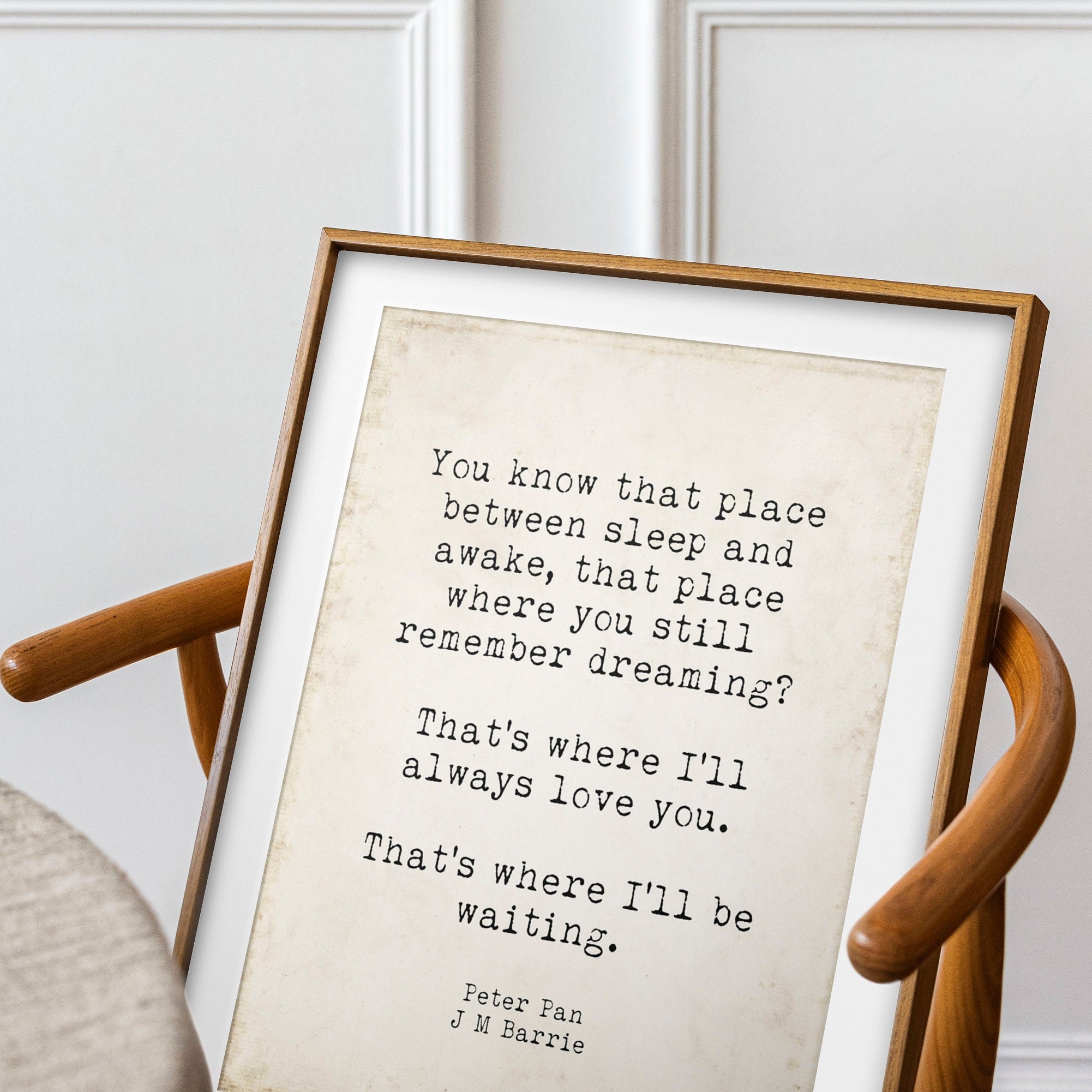 Peter Pan quote wall art printable poster “That’s where I’ll always love you” vintage literary print nursery decor JM Barrie gift