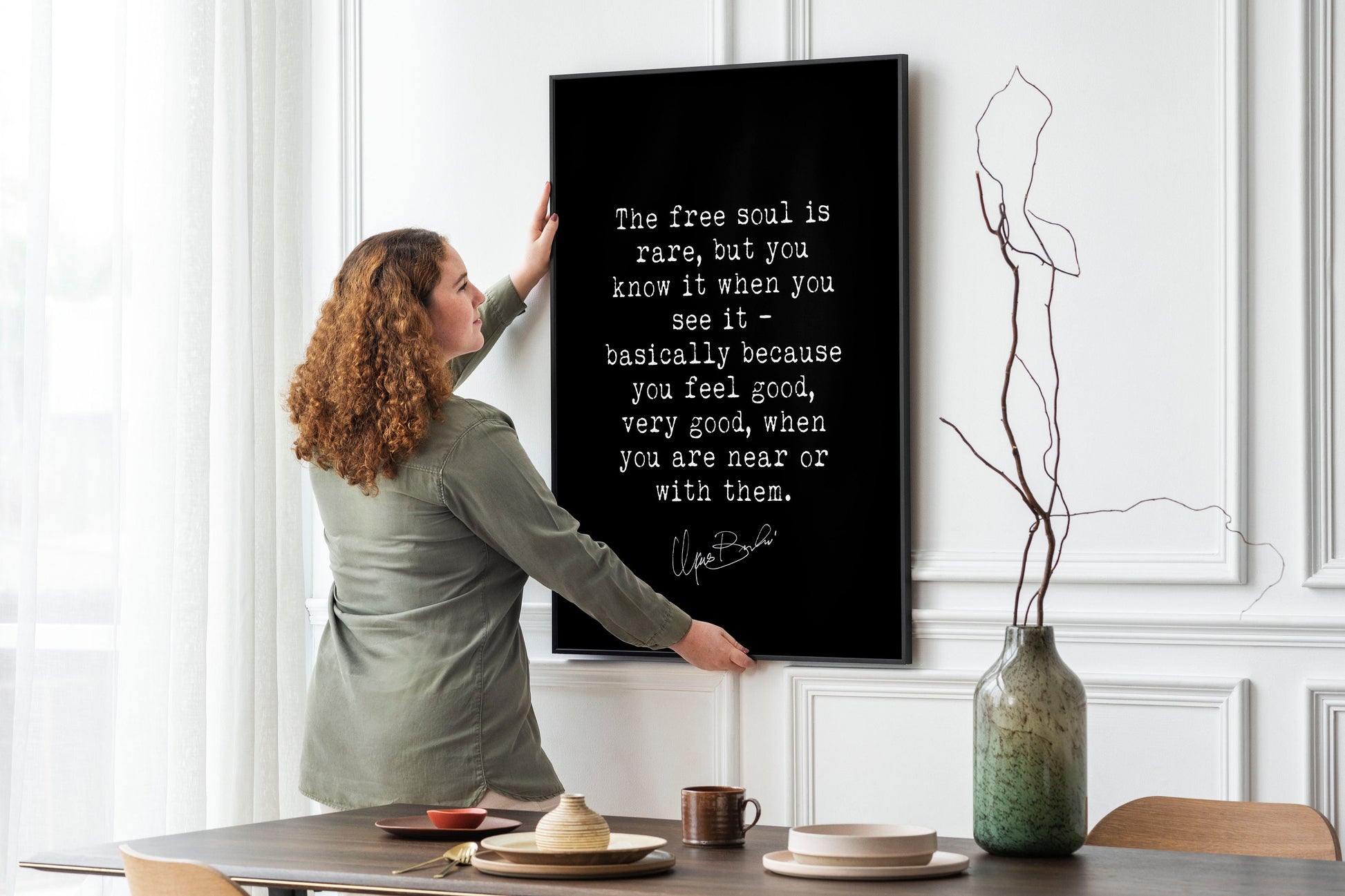 Black & White Bukowski Quote Art Print – Minimalist Literary Wall Decor