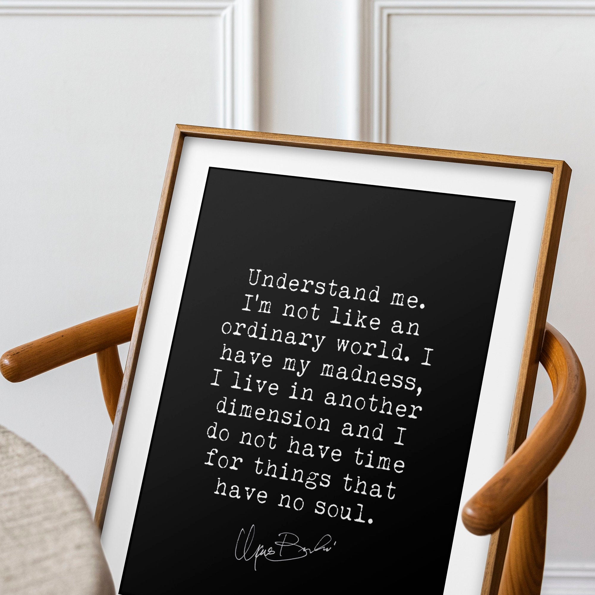 Charles Bukowski Quote Print – I Have My Madness – Minimalist Black and White Wall Art, Framed or Unframed
