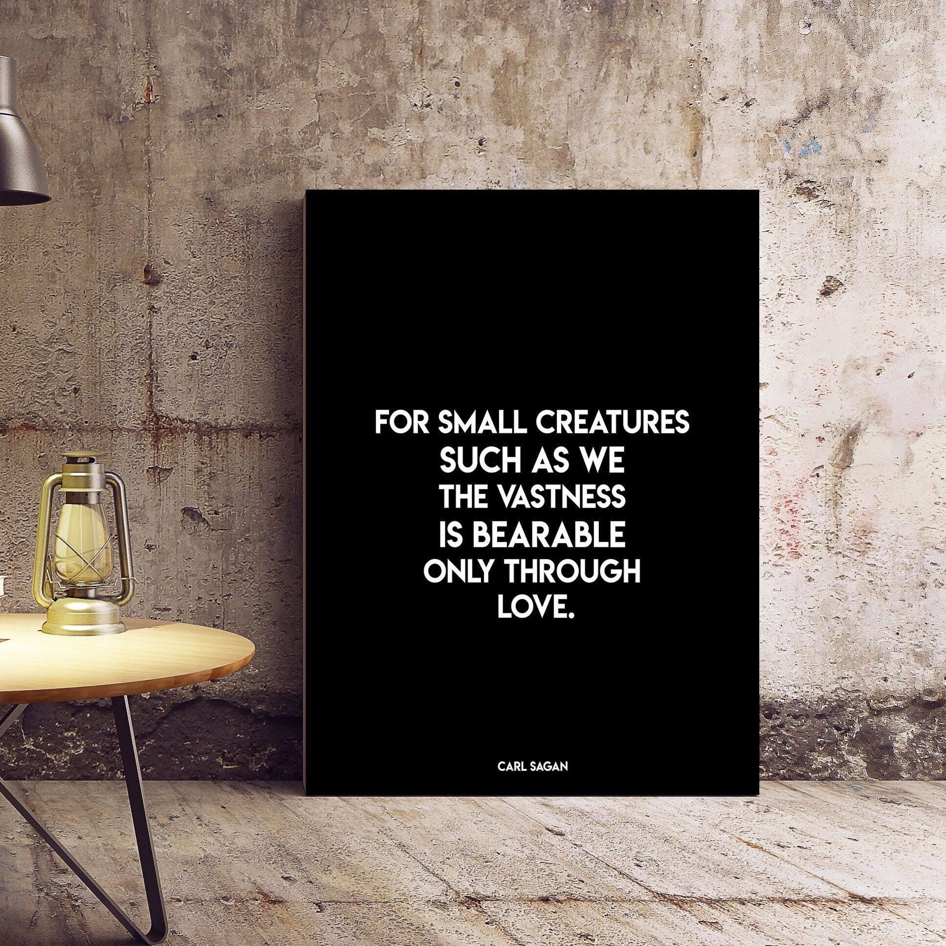 Carl Sagan Love Quote Print in Black & White, Literary Wall Decor