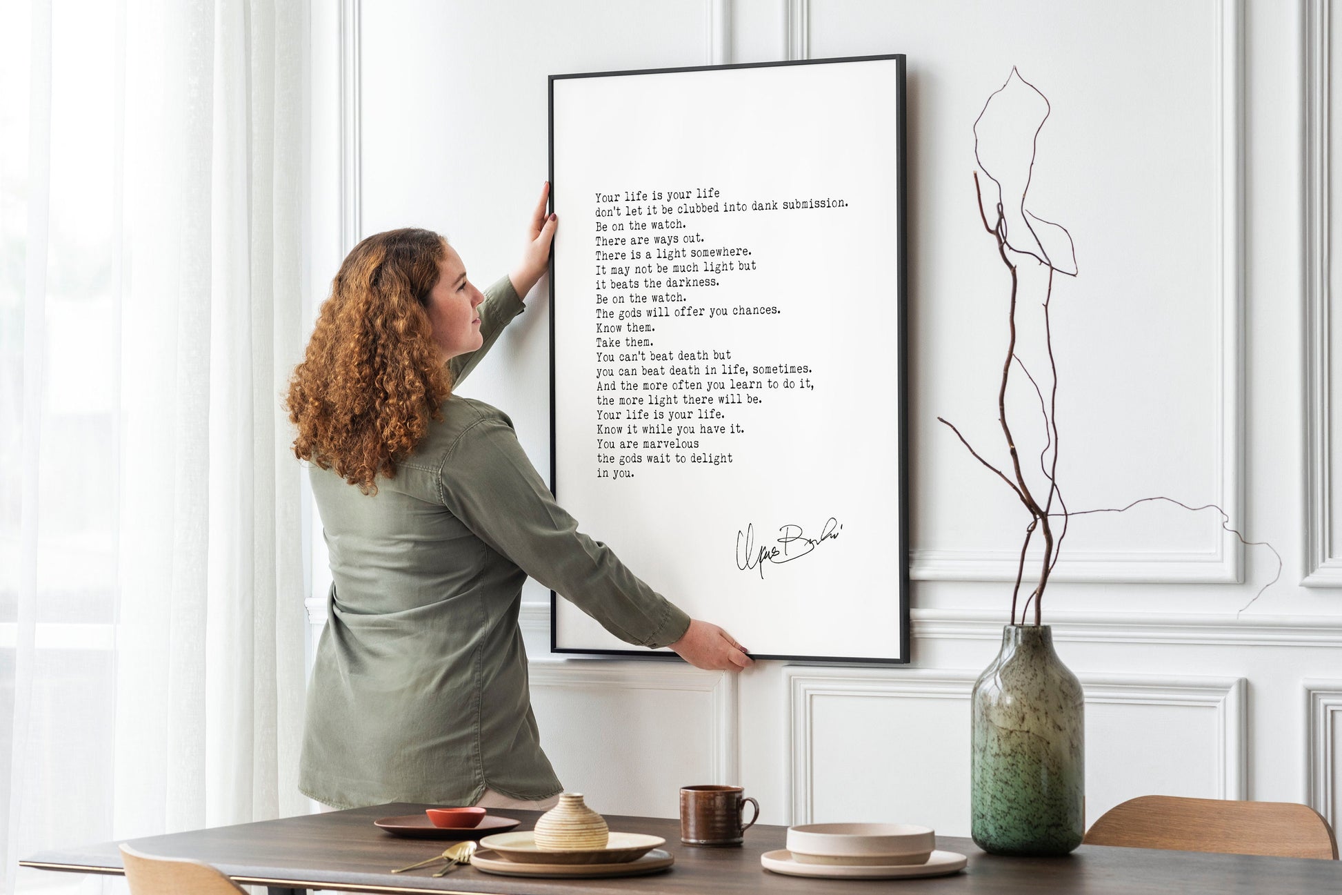 Poetry Wall Decor “The Laughing Heart” – Charles Bukowski Motivational Poem Framed & Unframed Art