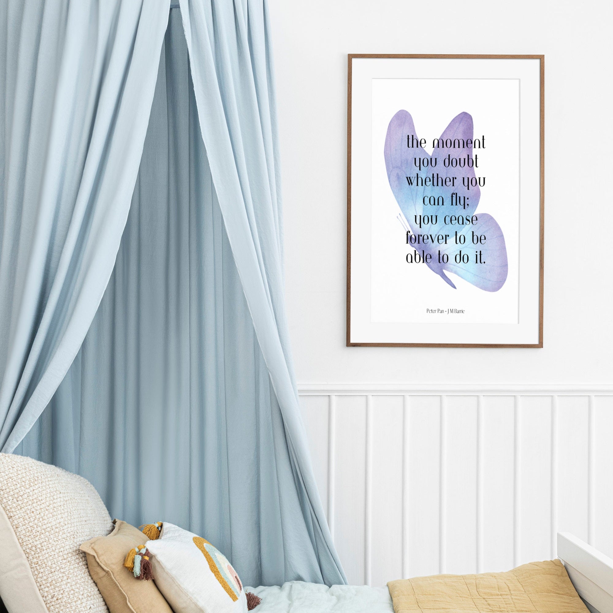 Peter Pan "Believe You Can Fly" Quote Print - Inspirational Literary Wall Art - Motivational Book Lover Gift