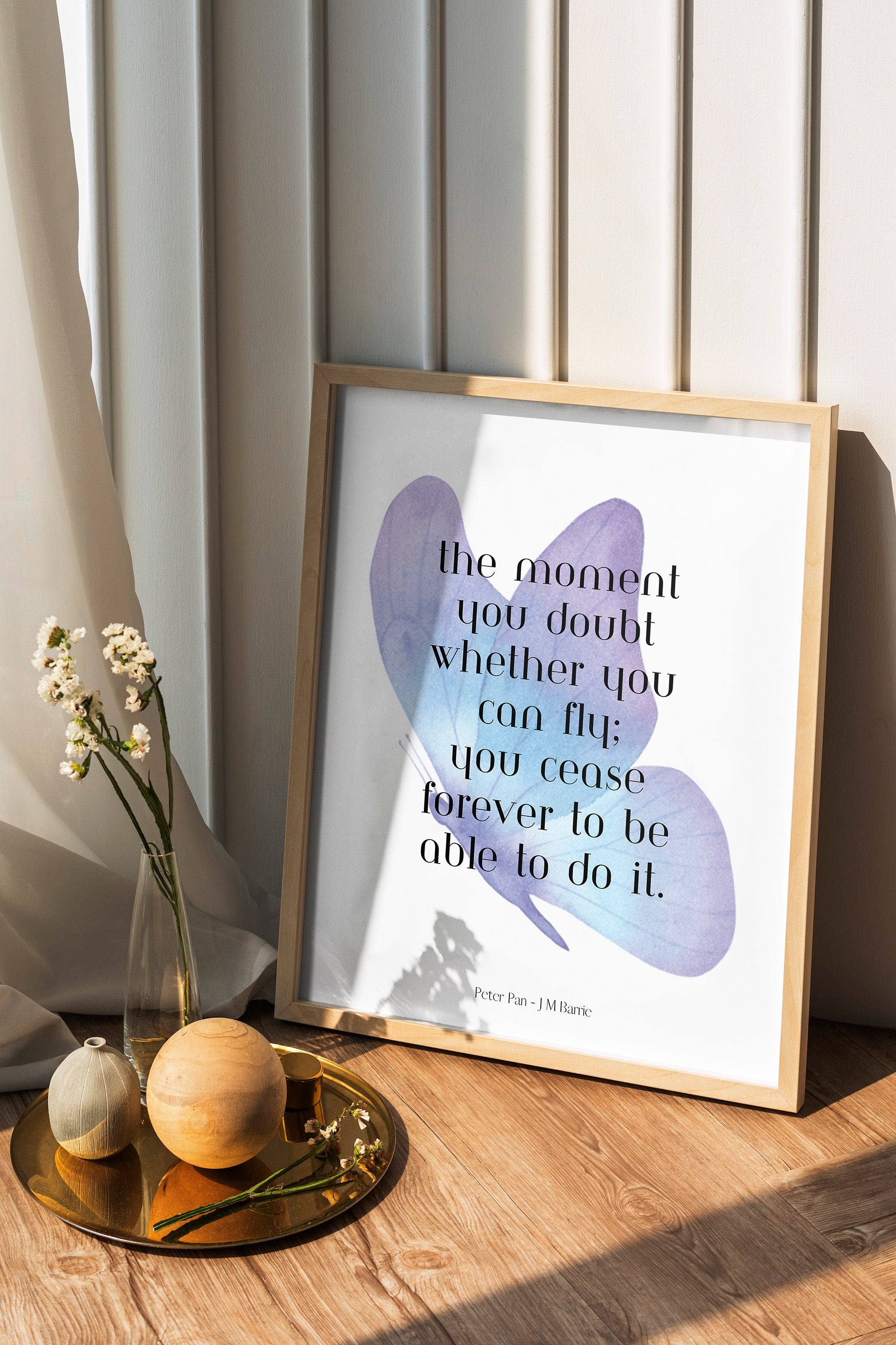Peter Pan "Believe You Can Fly" Quote Print - Inspirational Literary Wall Art - Motivational Book Lover Gift