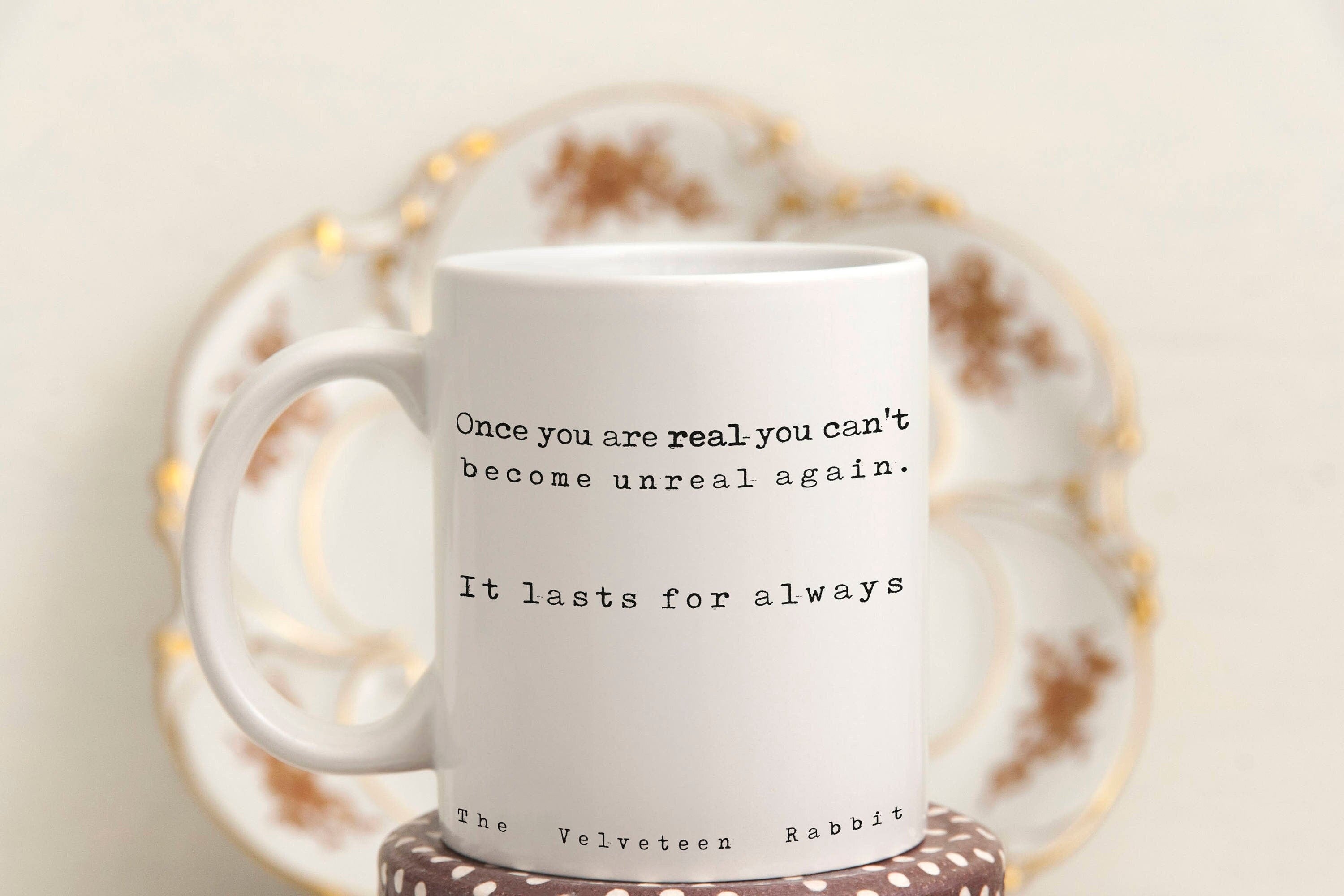 Once You Are Real Mug, Velveteen Rabbit Ceramic Quote Coffee Cup