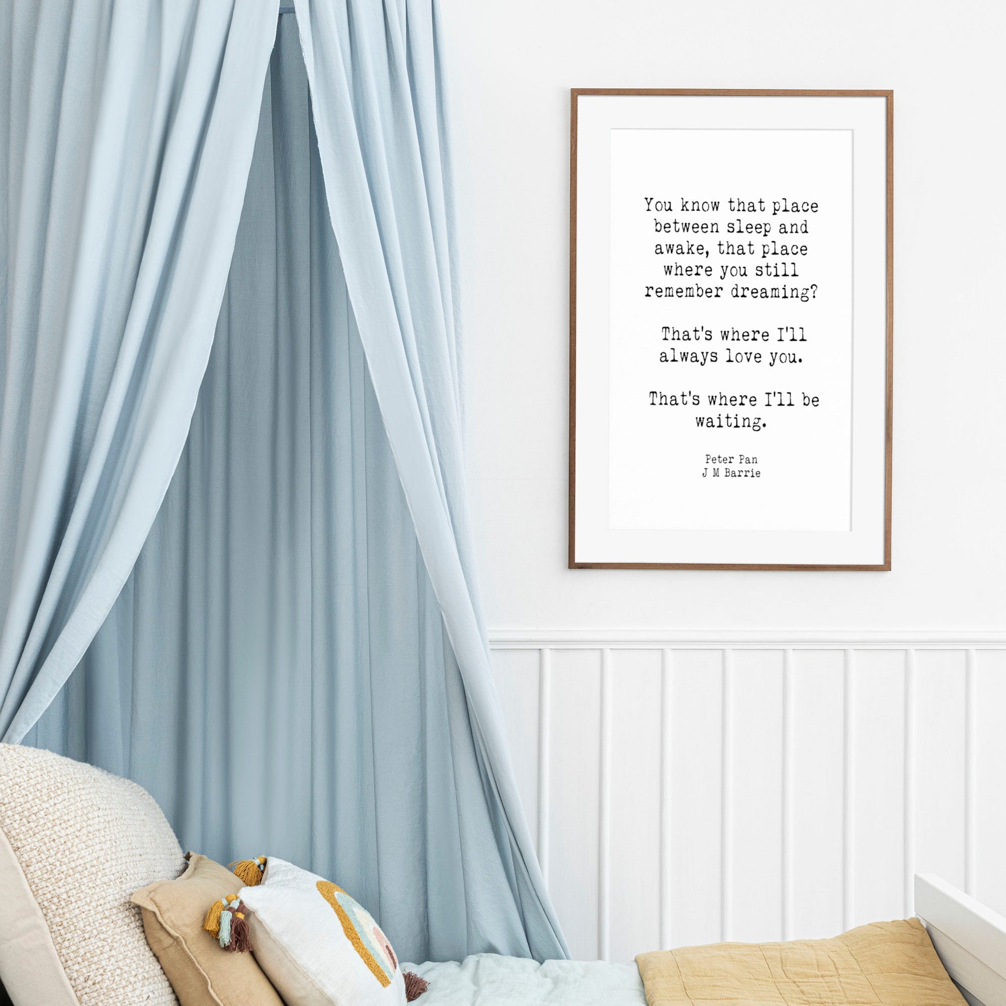 Peter Pan "Always Love You" Quote Print - J.M. Barrie Literary Art - Romantic Fairytale Wall Decor in Black and White or Vintage