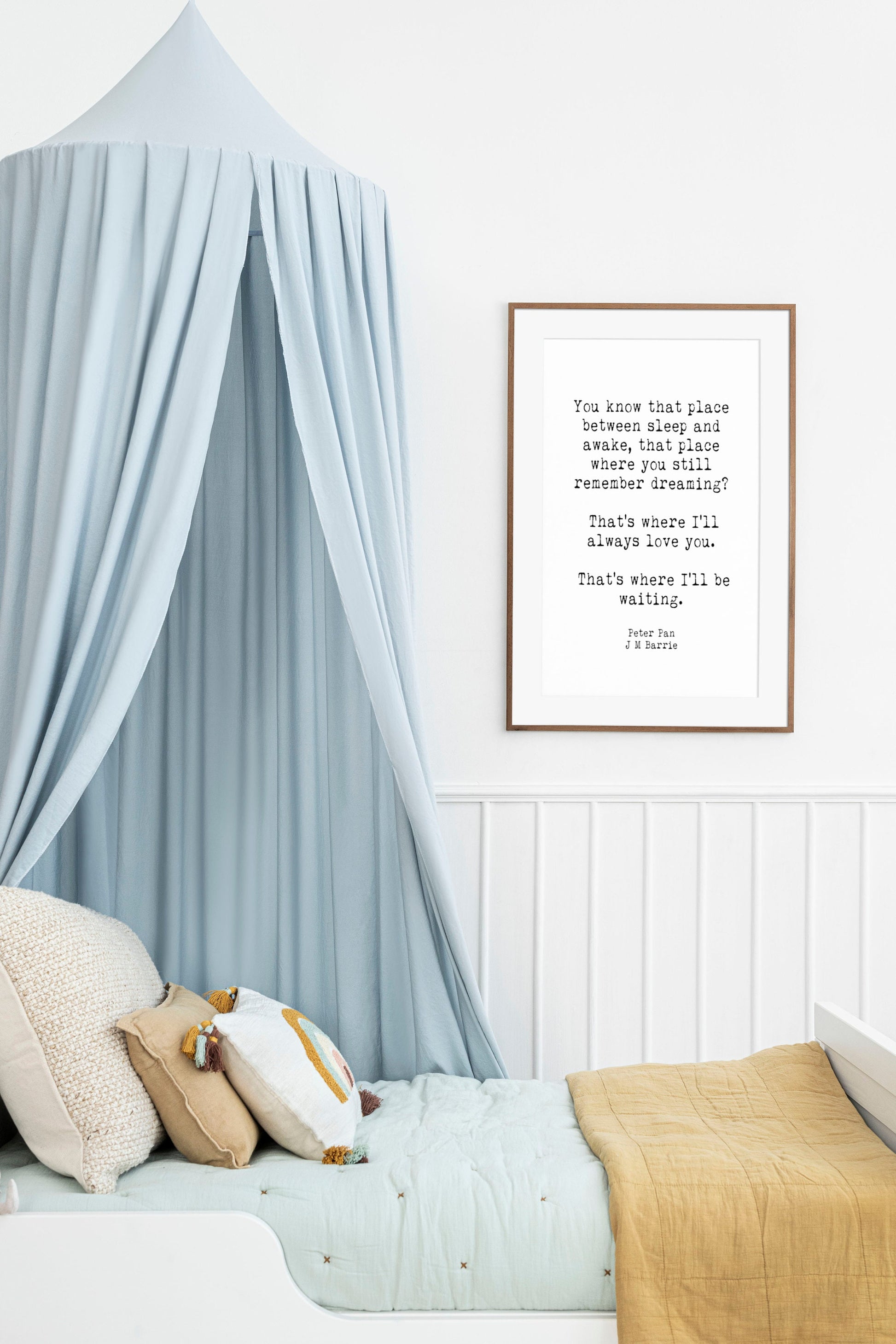 Peter Pan "Always Love You" Quote Print - J.M. Barrie Literary Art - Romantic Fairytale Wall Decor in Black and White or Vintage