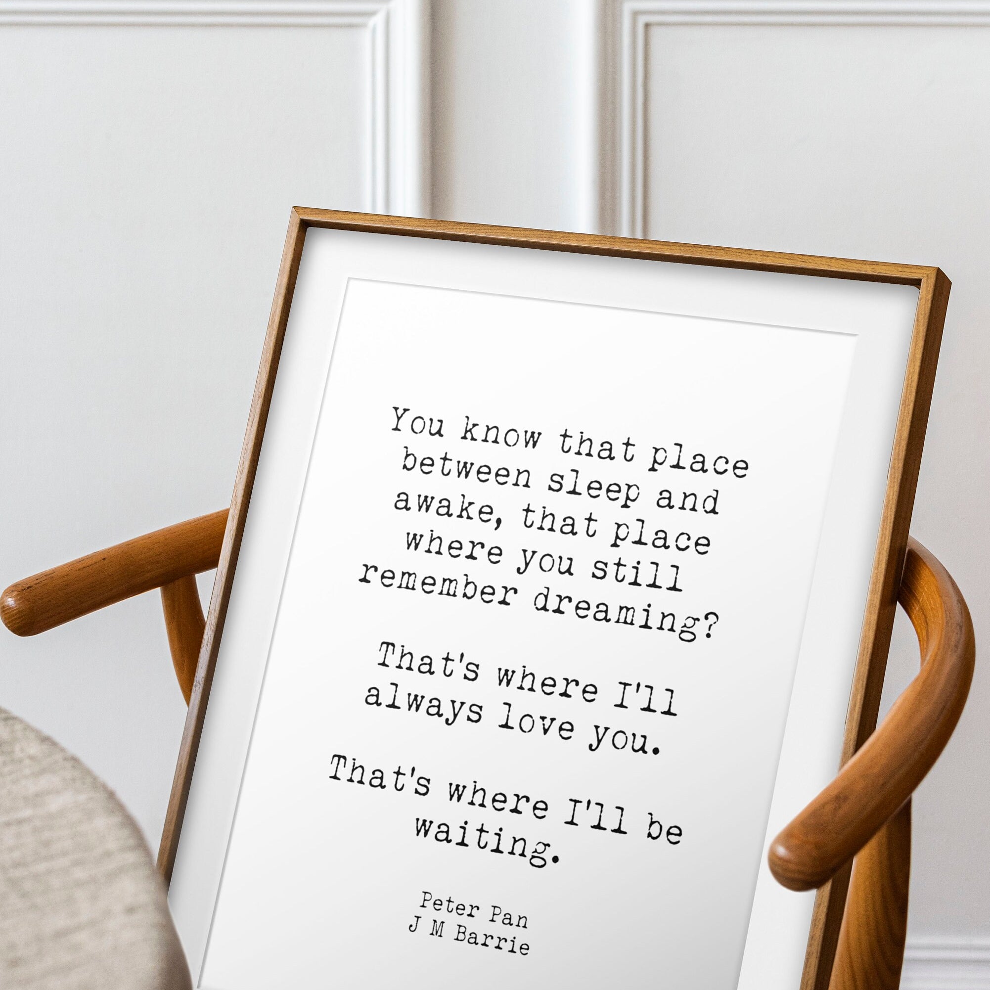 Peter Pan quote wall art printable poster “That’s where I’ll always love you” vintage literary print nursery decor JM Barrie gift