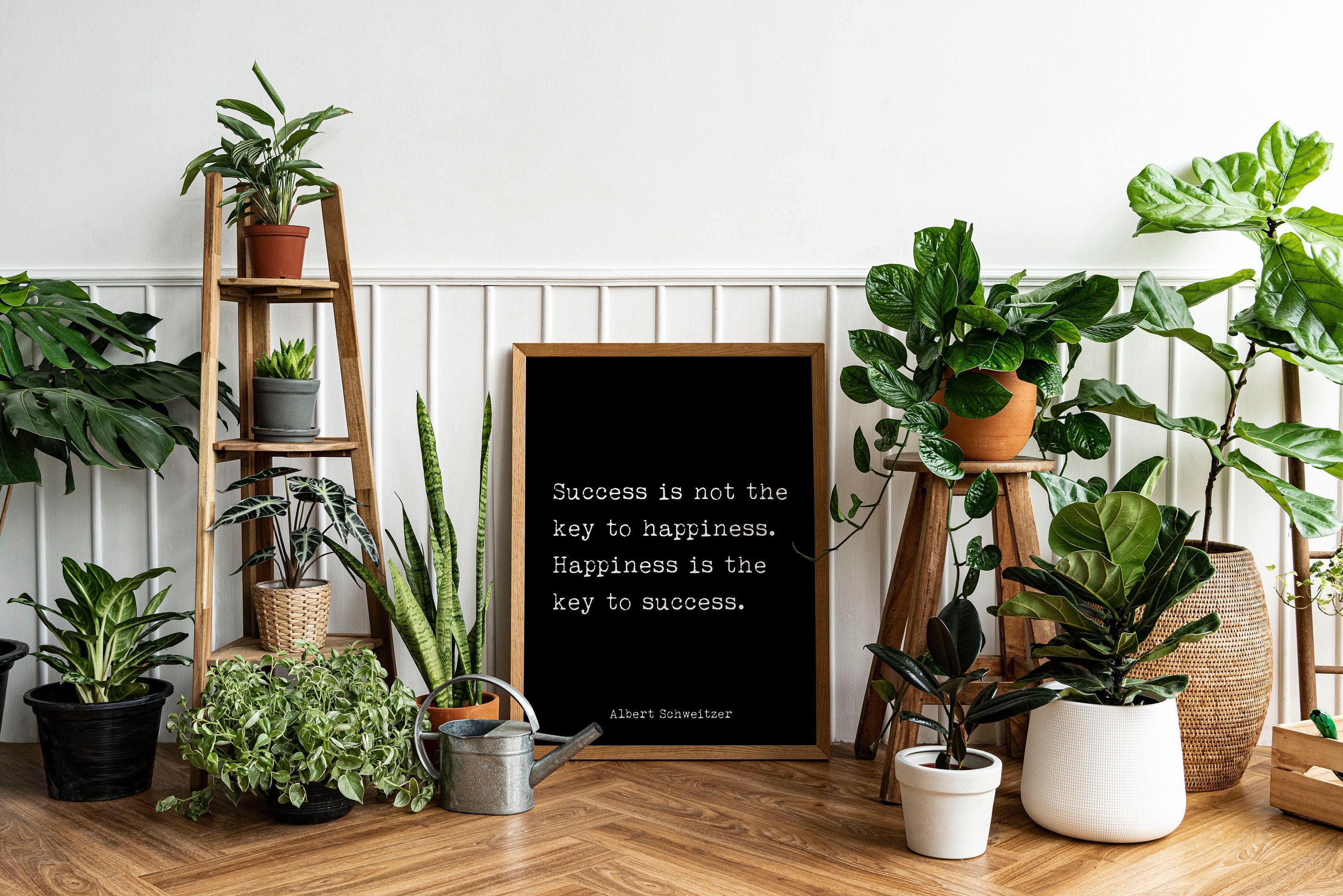 Albert Schweitzer Quote Print Inspirational Poster, Happiness Is The Key To Success Print