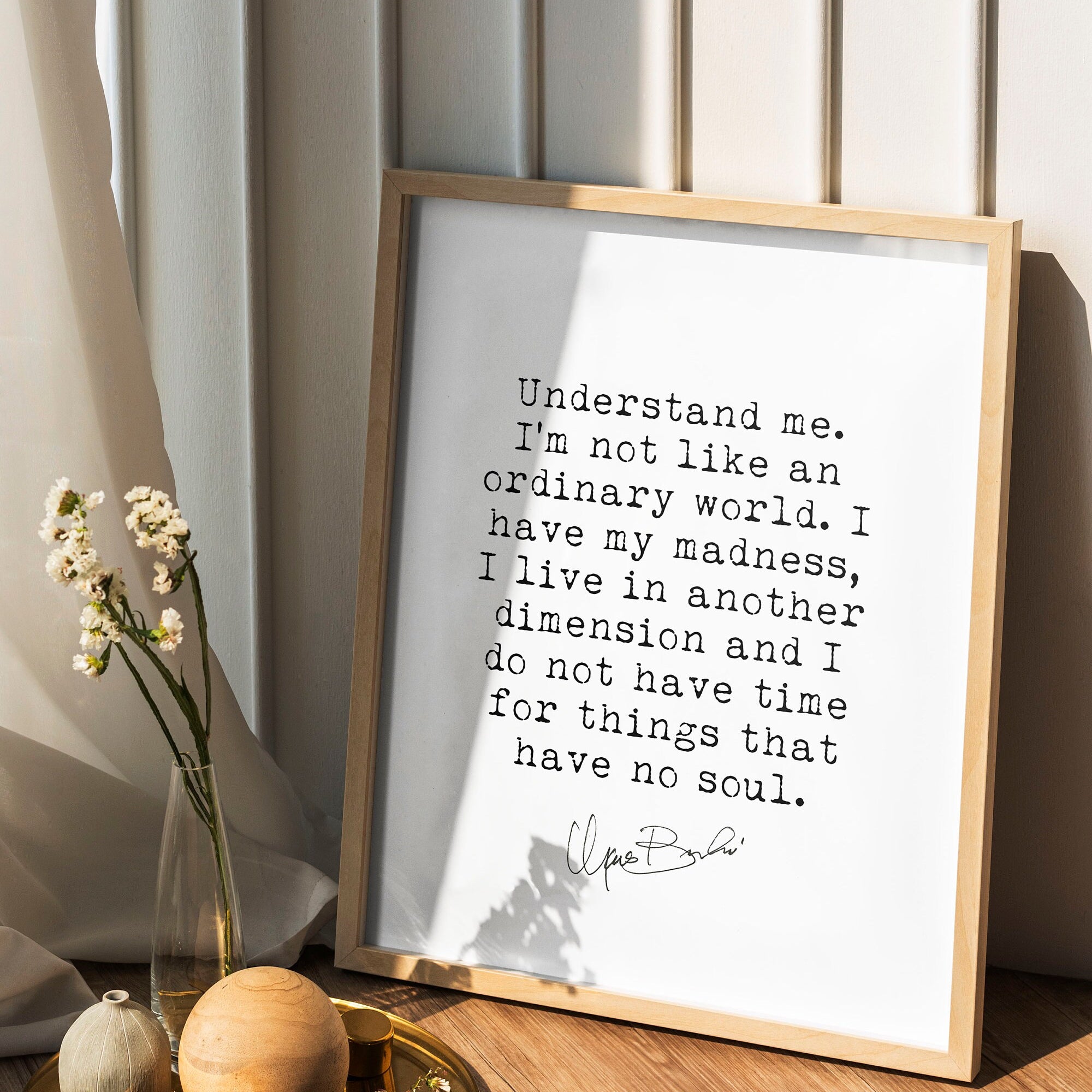 Charles Bukowski Quote Print – I Have My Madness – Minimalist Black and White Wall Art, Framed or Unframed