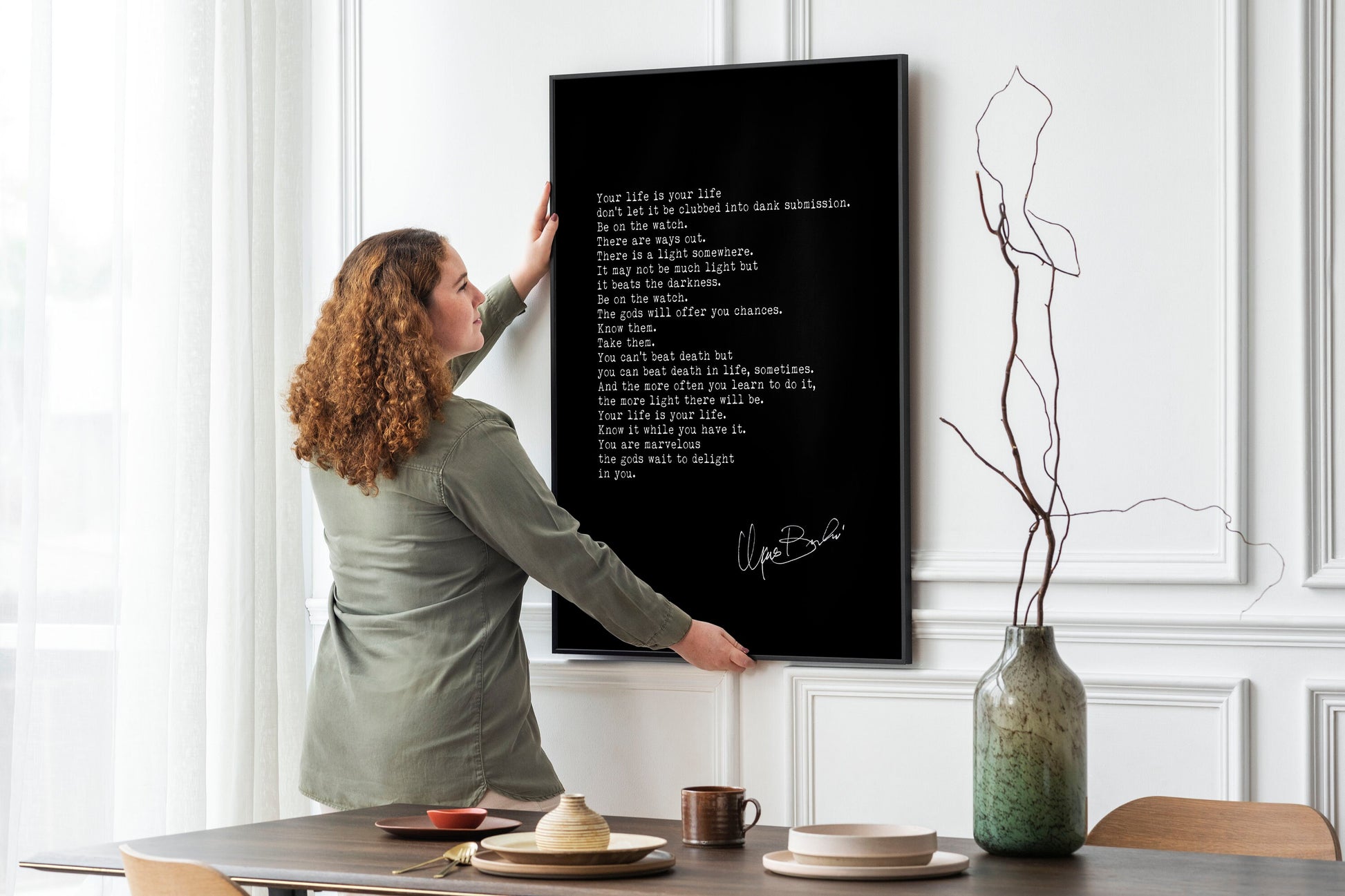 Poetry Wall Decor “The Laughing Heart” – Charles Bukowski Motivational Poem Framed & Unframed Art