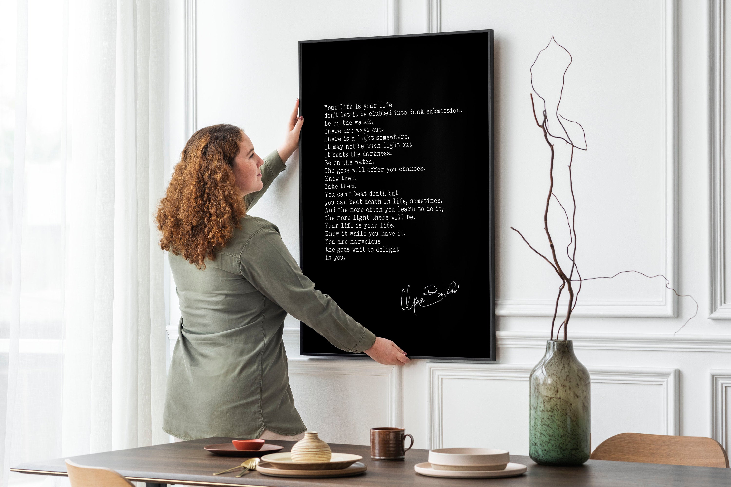 Poetry Wall Decor “The Laughing Heart” – Charles Bukowski Motivational Poem Framed & Unframed Art