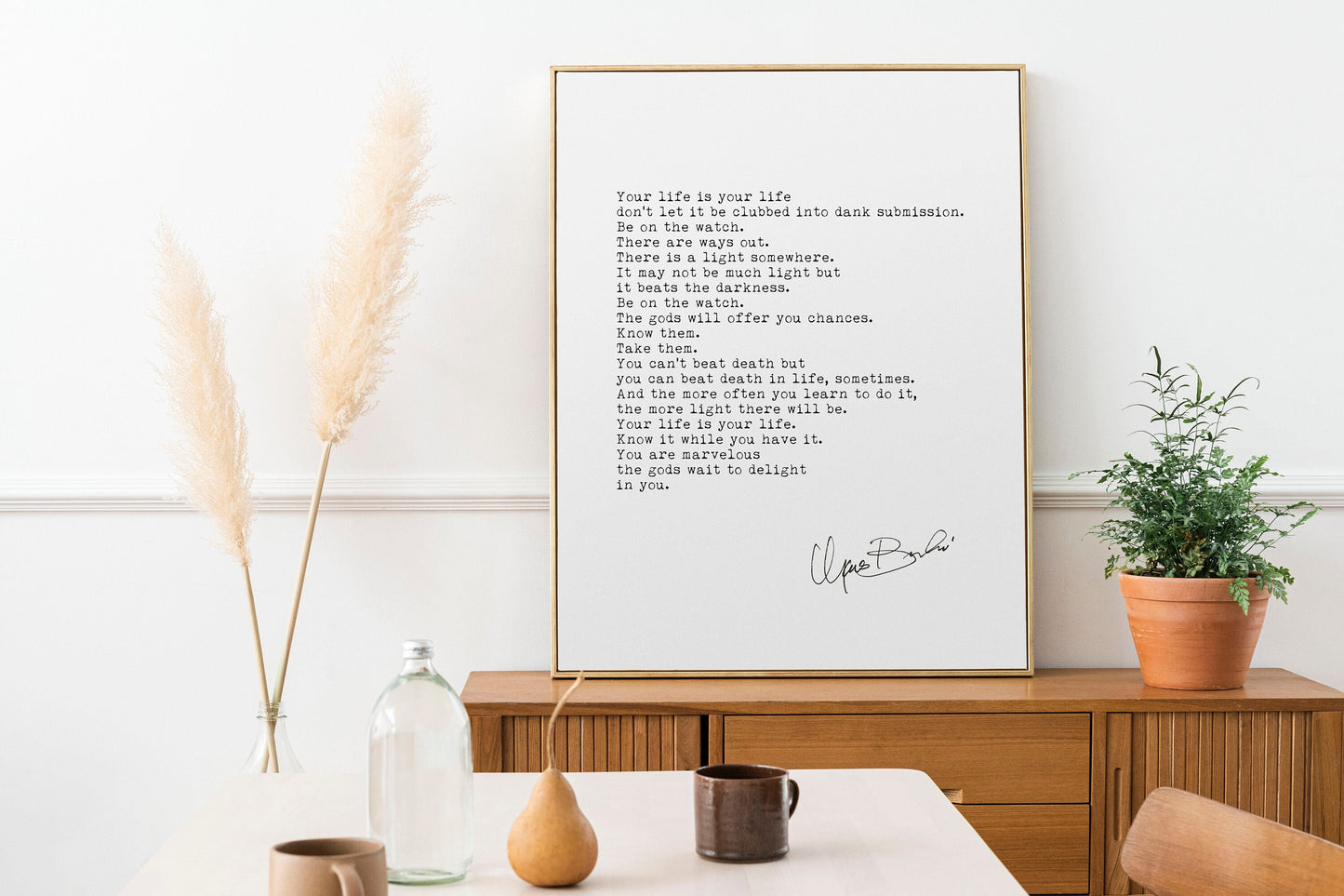 Poetry Wall Decor “The Laughing Heart” – Charles Bukowski Motivational Poem Framed & Unframed Art