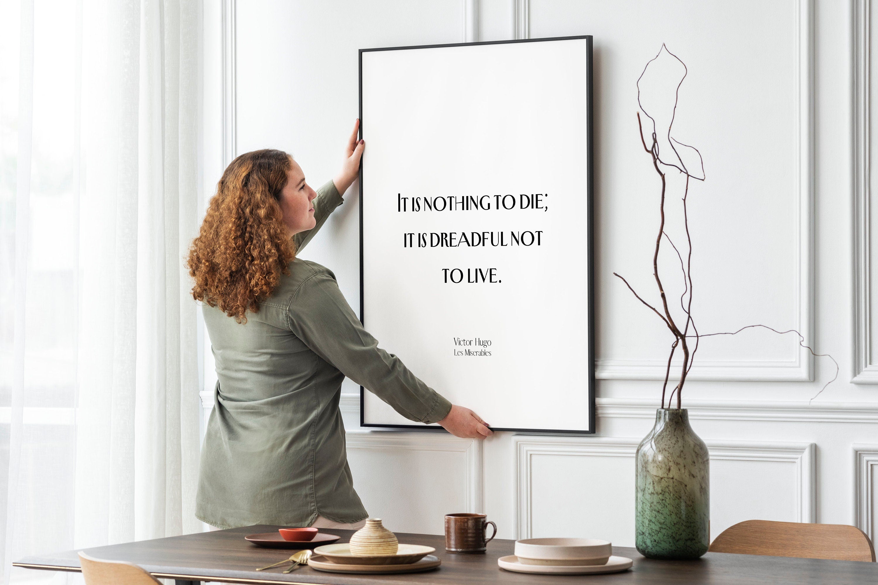 Les Miserable Quote Print It Is Dreadful Not To Live, Victor Hugo Inspirational Quote Wall Art Prints Framed or Unframed