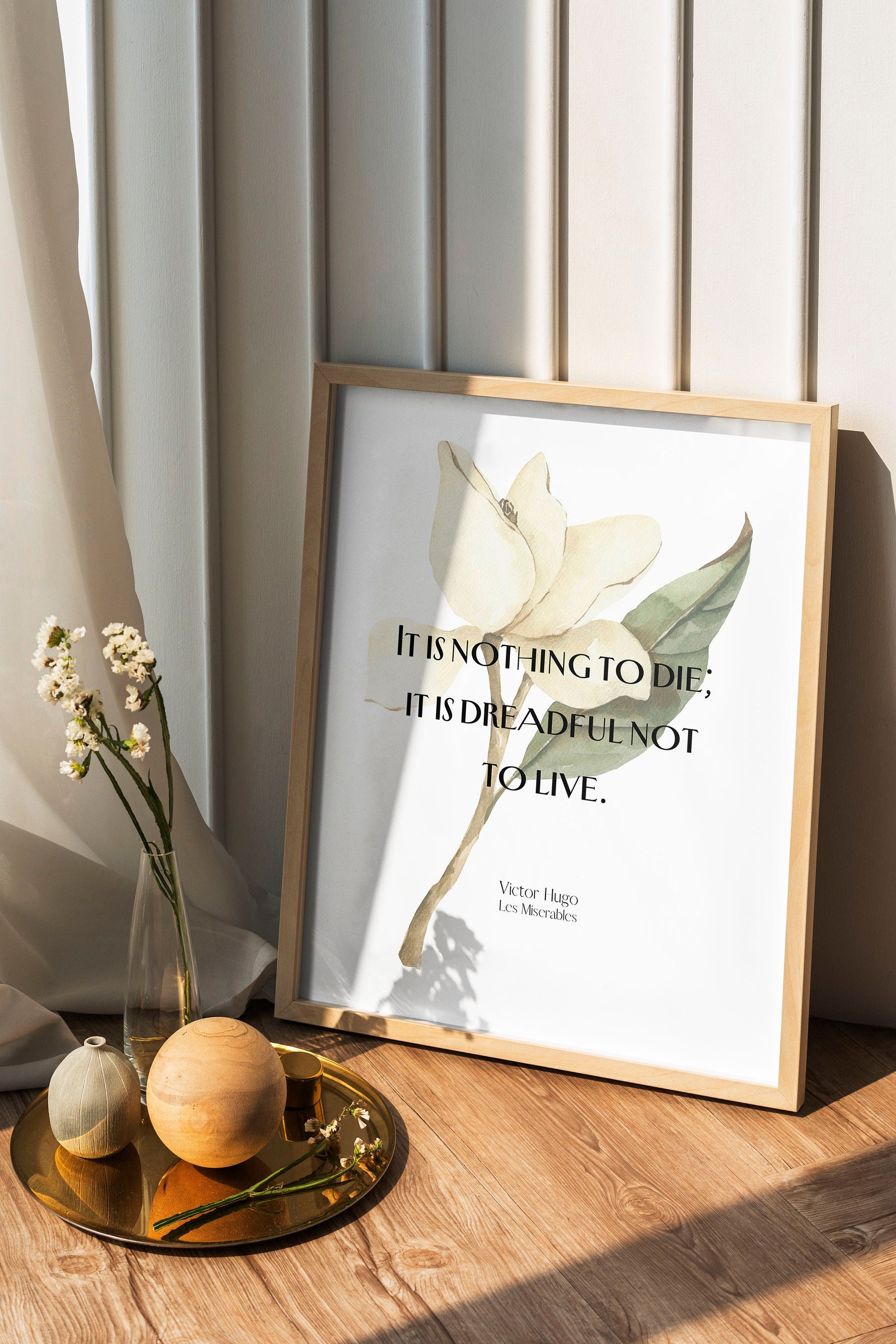 Les Miserable Quote Print It Is Dreadful Not To Live, Victor Hugo Inspirational Quote Wall Art Prints Framed or Unframed