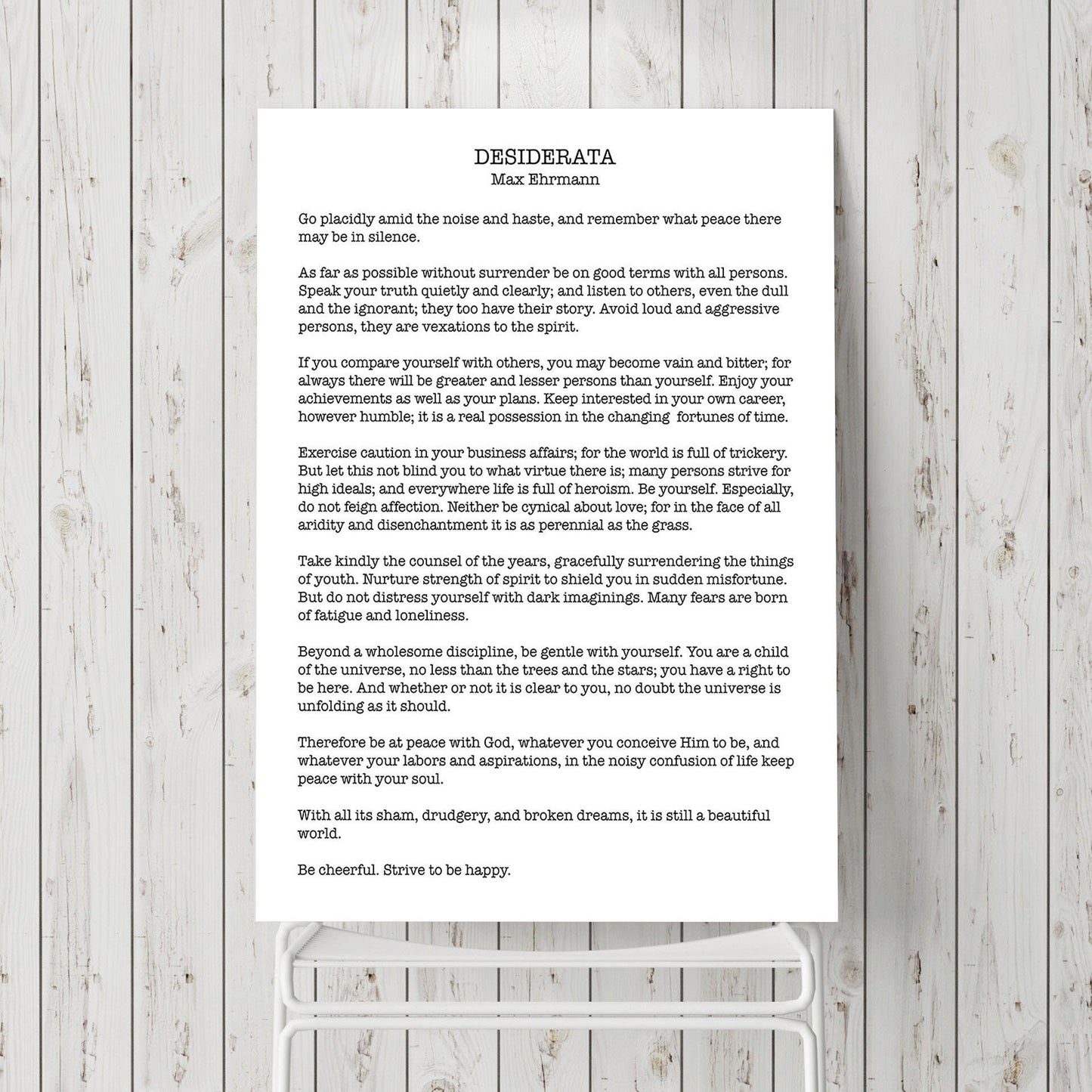 Desiderata Print modern minimalist poster, Max Ehrmann Classic Literary Art