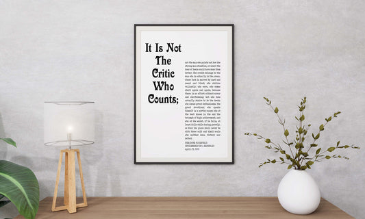 Theodore Roosevelt Quote Print – Man in the Arena Wall Art, Literary Poster
