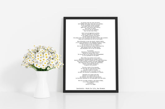Desiderata Poem Print by Max Ehrmann, Minimalist Literary Wall Art