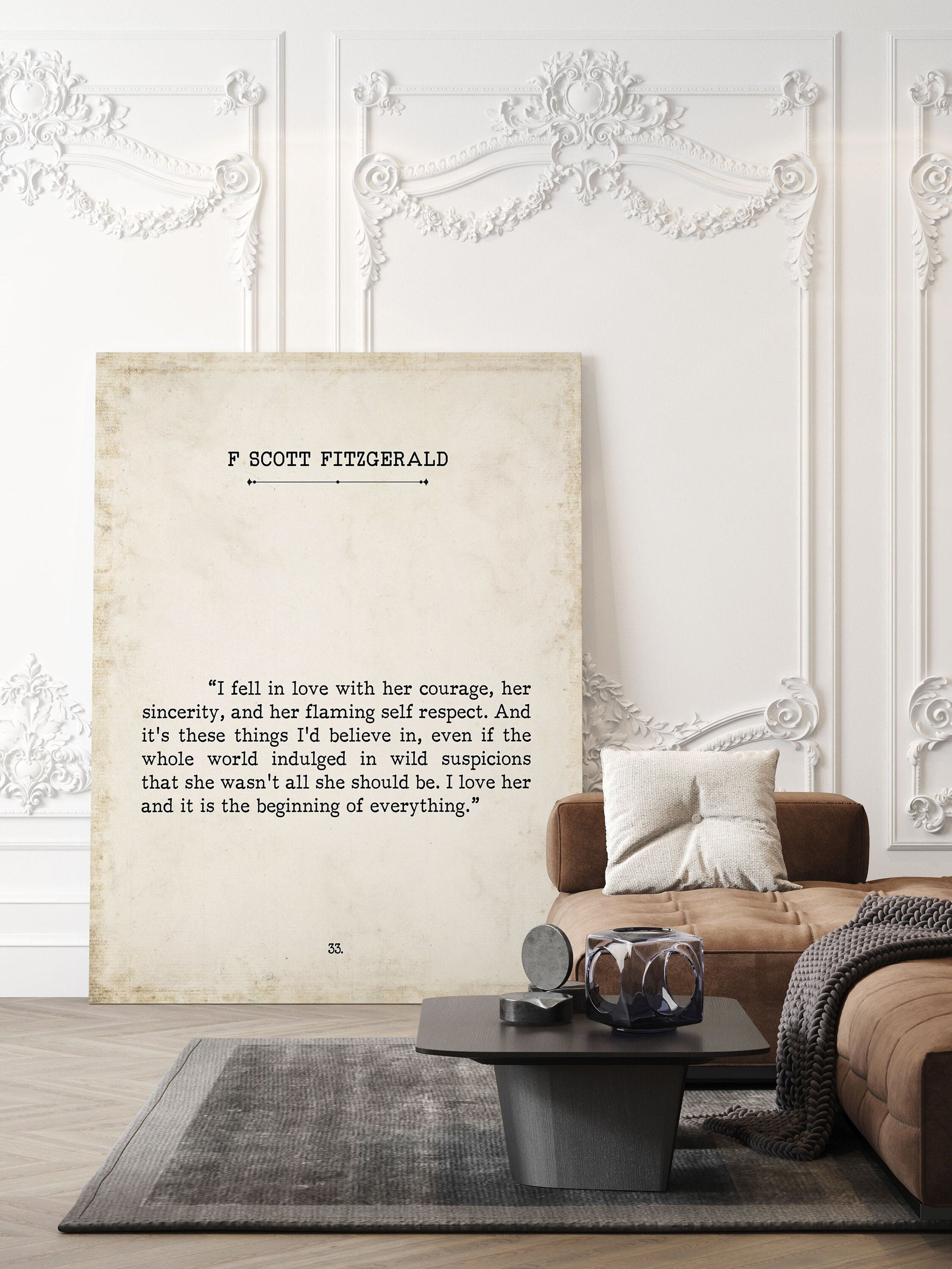 F Scott Fitzgerald Quote "I Love Her" - Book Page Style Wall Art Decor