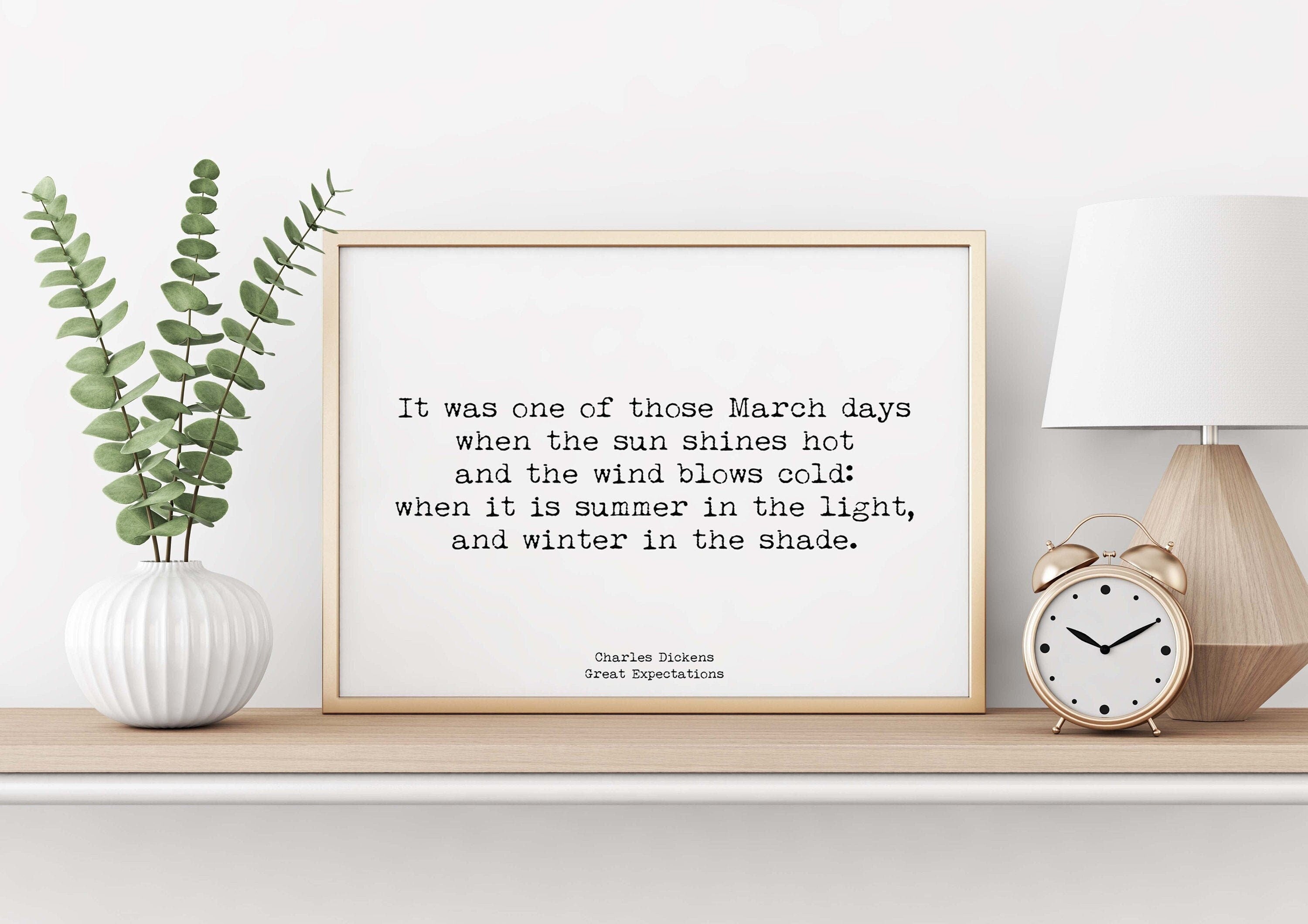 Charles Dickens Quote Print Wall Art from Great Expectations, Black & White unframed Art Print