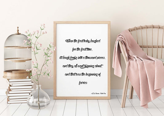 Peter Pan Quote Print J.M. Barrie Literary Wall Art Fairies Nursery Decor